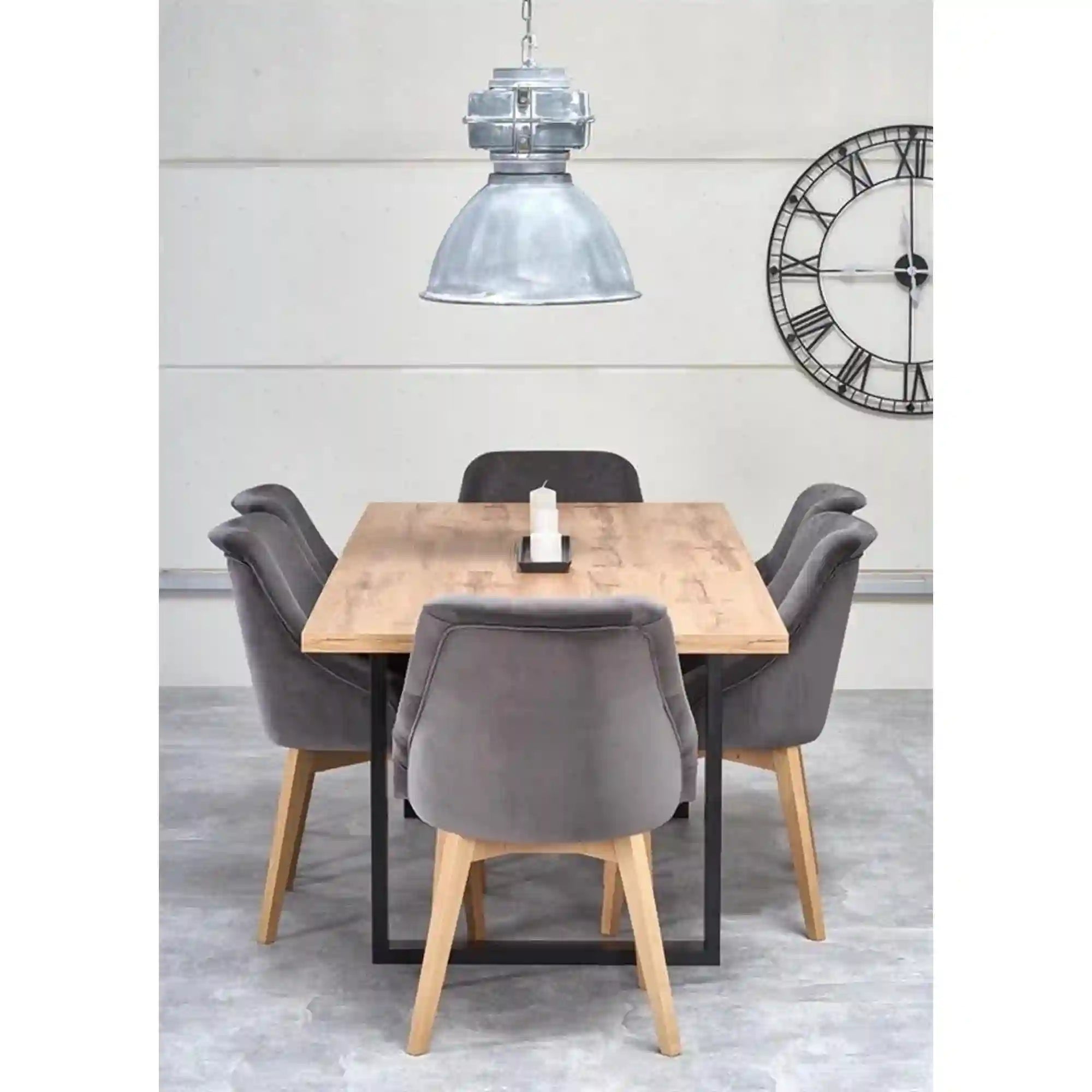 Masa extensibila VENOM, stejar wotan/negru, PAL/otel, 160-210x90x74 cm