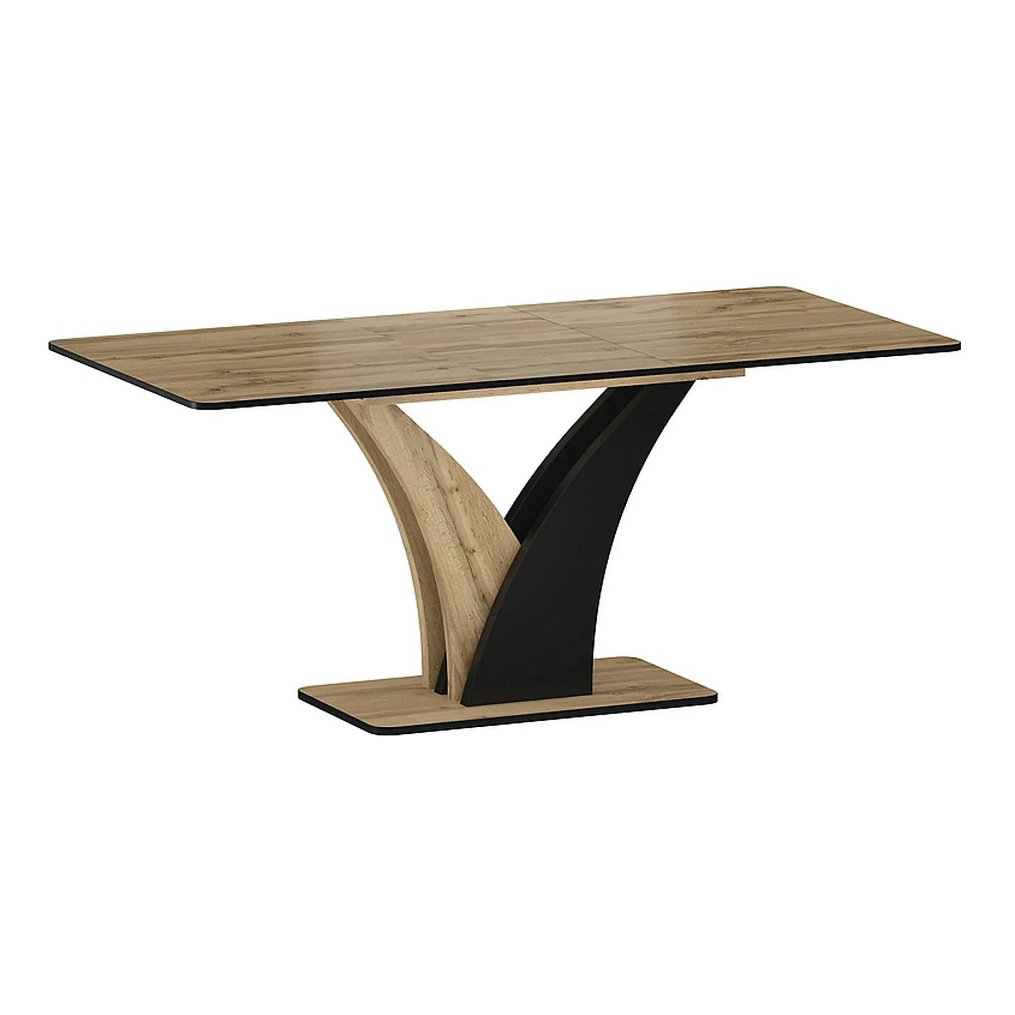 Masa extensibila VENTO, stejar artisan/negru, PAL, 120-160x68x76 cm