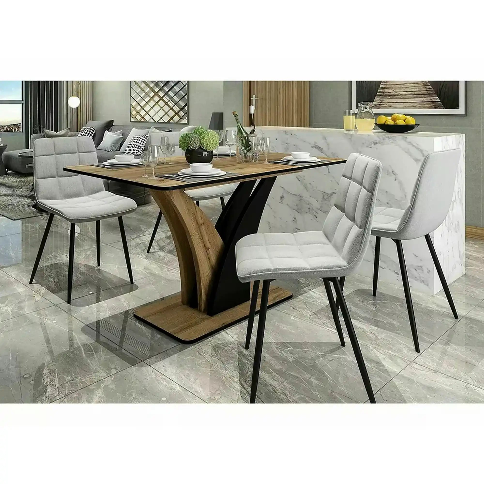 Masa extensibila VENTO, stejar artisan/negru, PAL, 120-160x68x76 cm