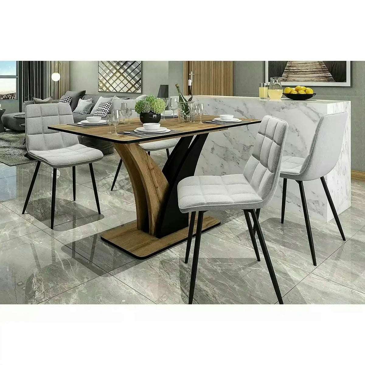Masa extensibila VENTO, stejar artisan/negru, PAL, 120-160x68x76 cm