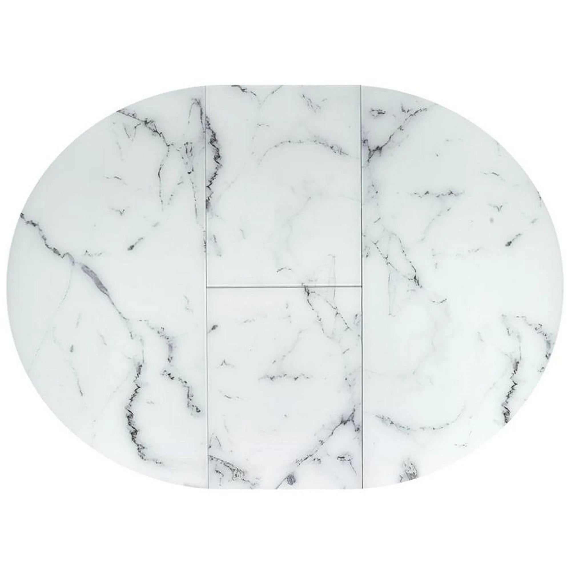 Masa extensibila VERTIGO, alb cu efect de marmura/negru, 130/180x130x76 cm