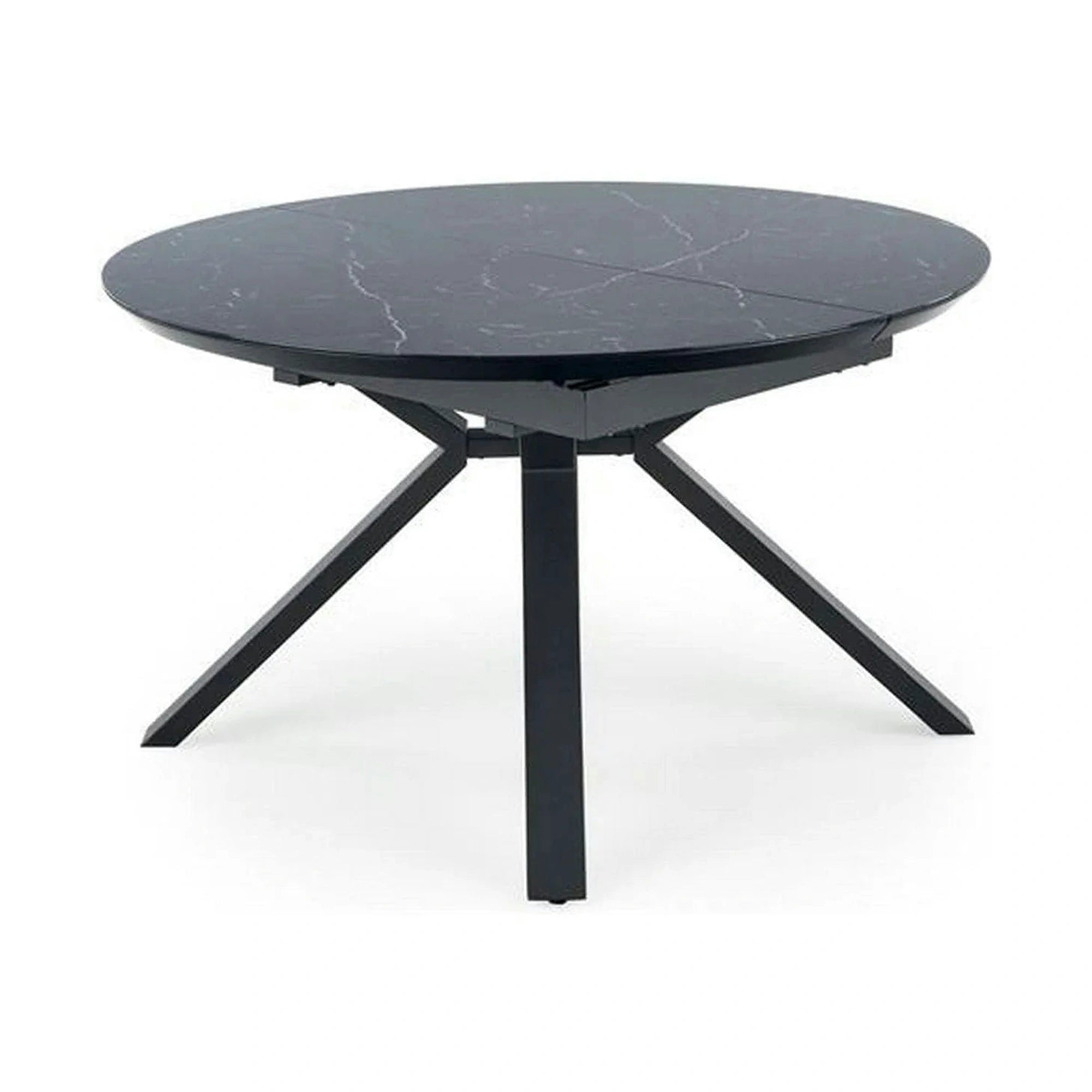 Masa extensibila VERTIGO, negru, sticla securizata/otel, 130/180x130x76 cm