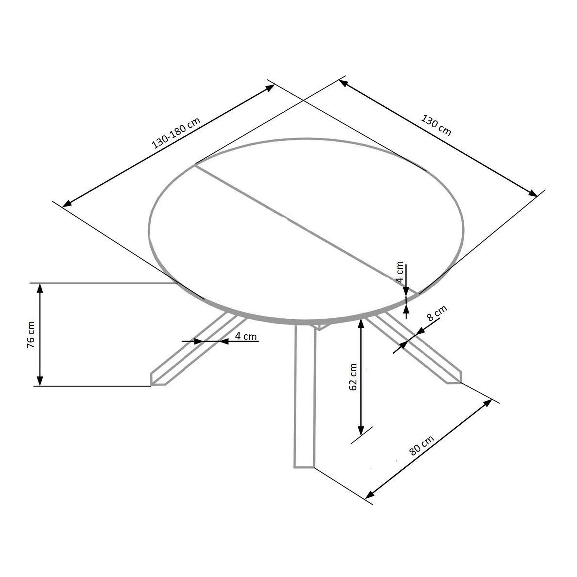 Masa extensibila VERTIGO, negru, sticla securizata/otel, 130/180x130x76 cm