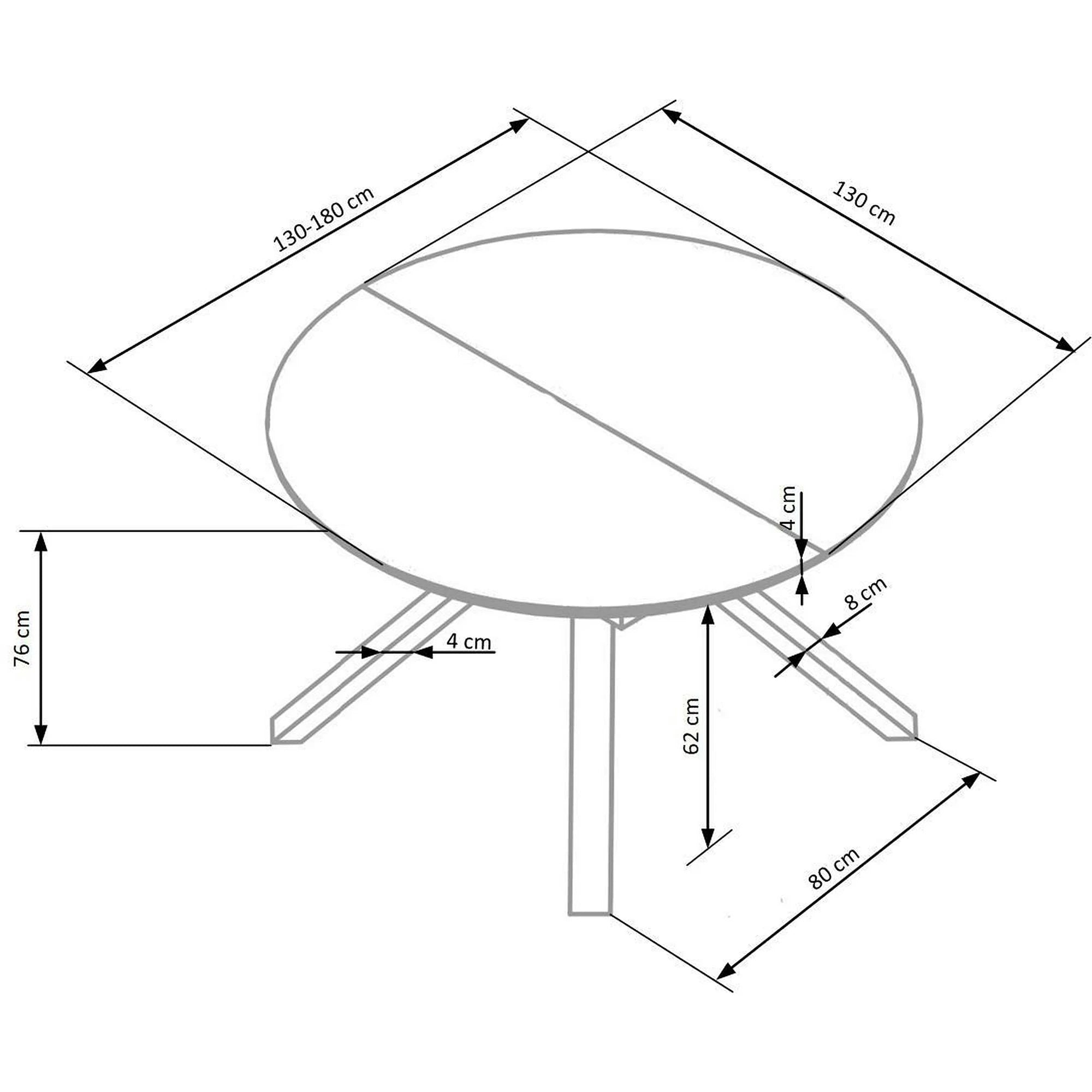 Masa extensibila VERTIGO, negru, sticla securizata/otel, 130/180x130x76 cm
