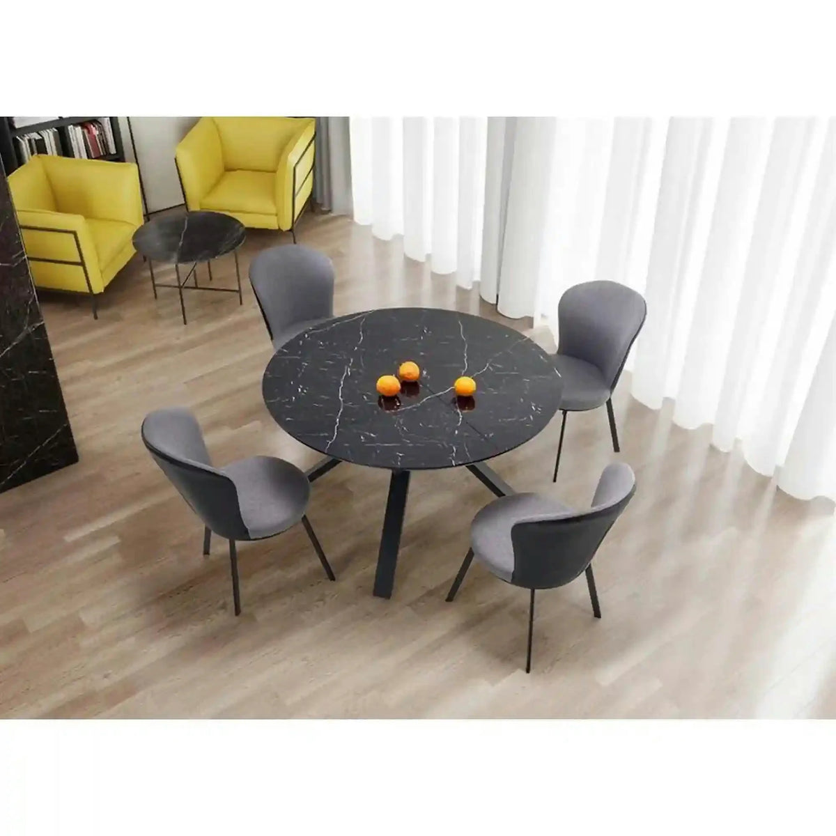 Masa extensibila VERTIGO, negru, sticla securizata/otel, 130/180x130x76 cm