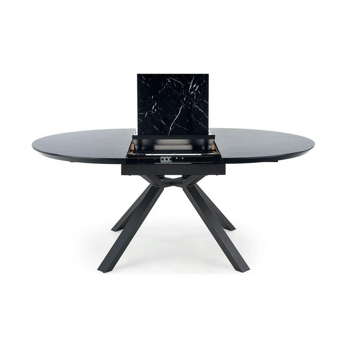 Masa extensibila VERTIGO, negru, sticla securizata/otel, 130/180x130x76 cm