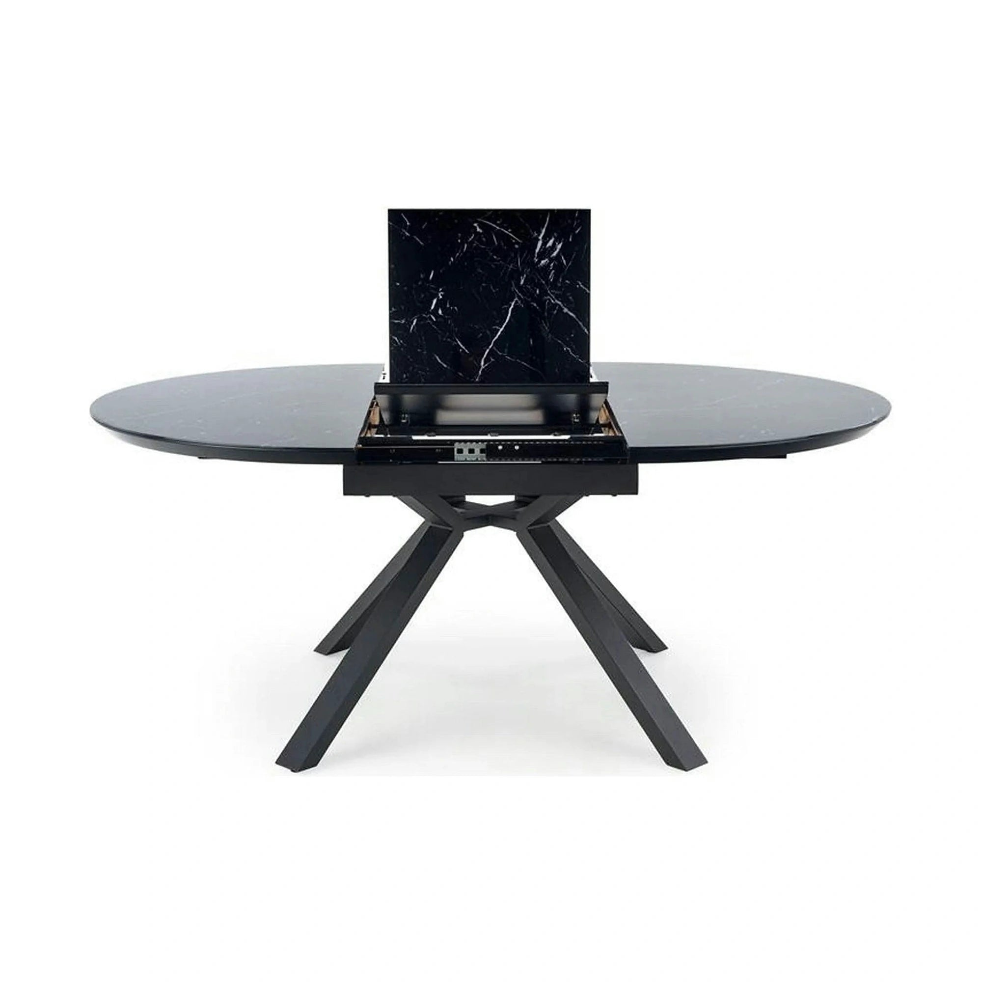 Masa extensibila VERTIGO, negru, sticla securizata/otel, 130/180x130x76 cm