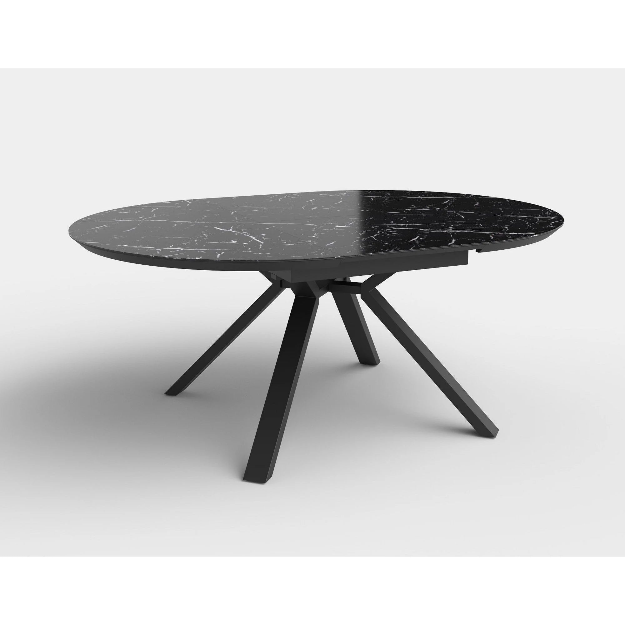 Masa extensibila VERTIGO, negru, sticla securizata/otel, 130/180x130x76 cm