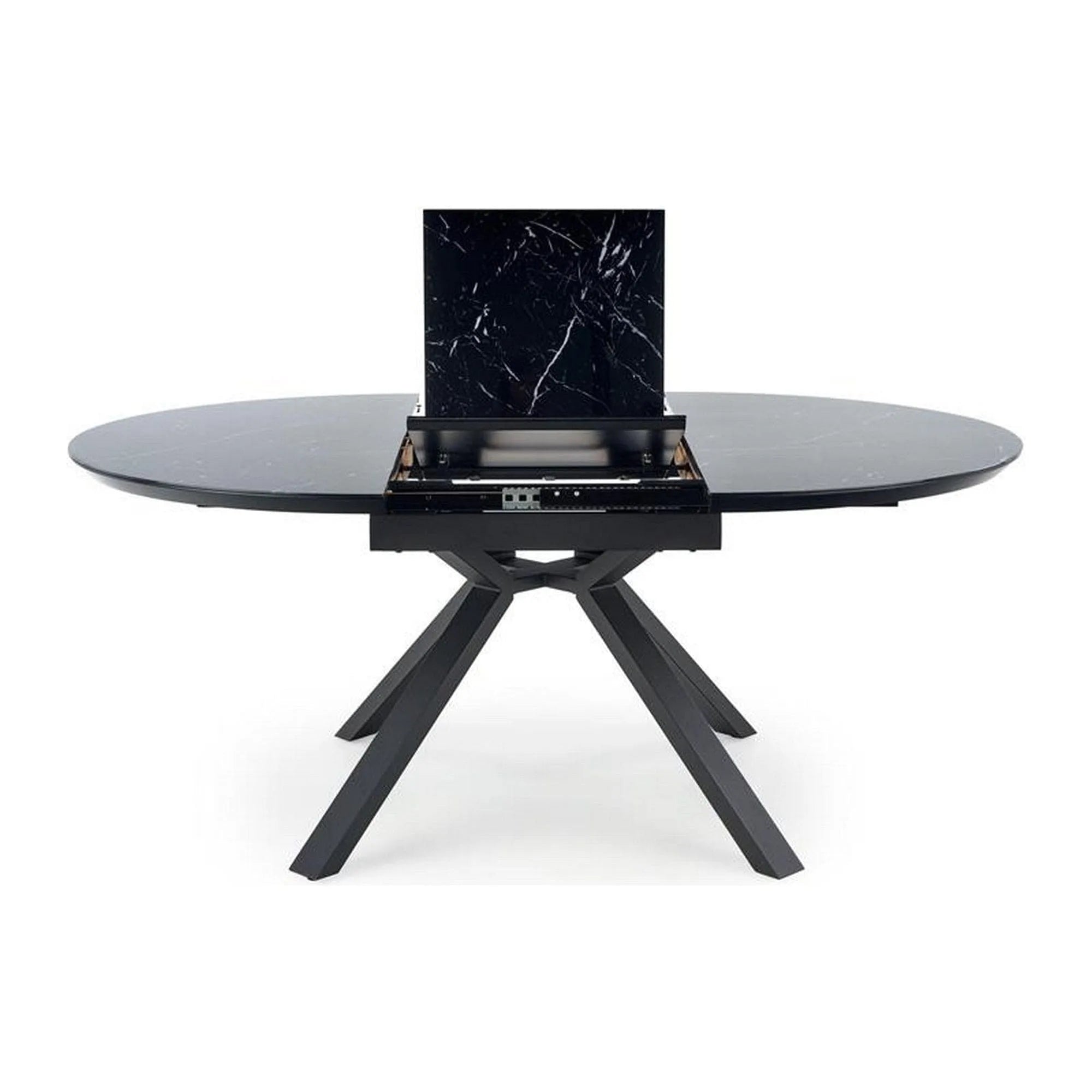 Masa extensibila VERTIGO, negru, sticla securizata/otel, 130/180x130x76 cm