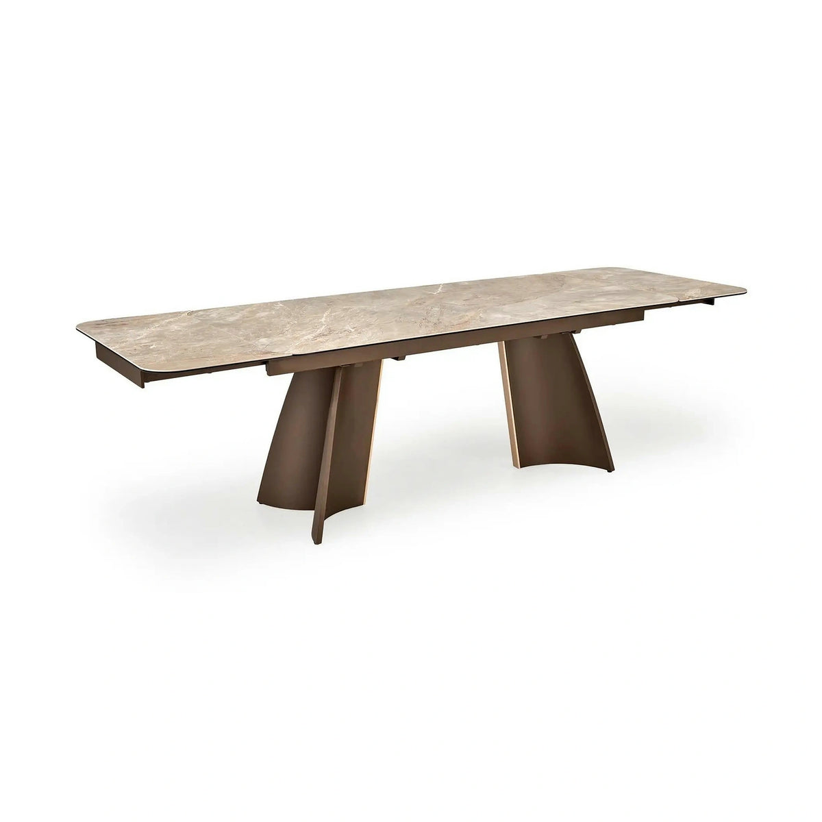 Masa extensibila VESNA, bej/maro, ceramica/sticla/metal/lemn, 180/260x90x76 cm