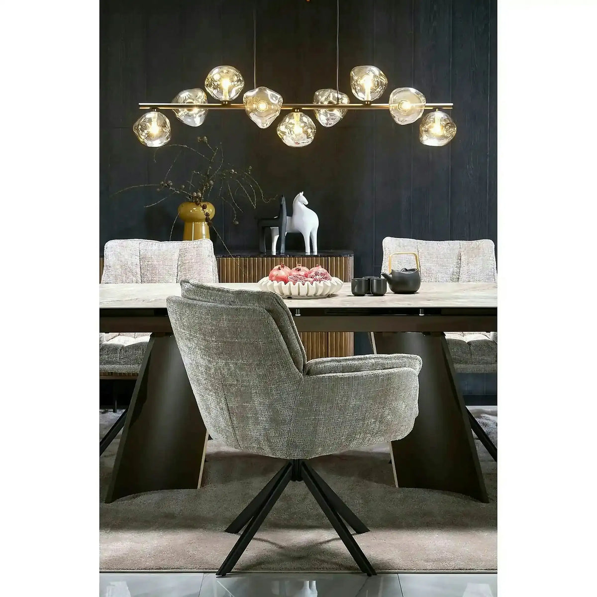 Masa extensibila VESNA, bej/maro, ceramica/sticla/metal/lemn, 180/260x90x76 cm