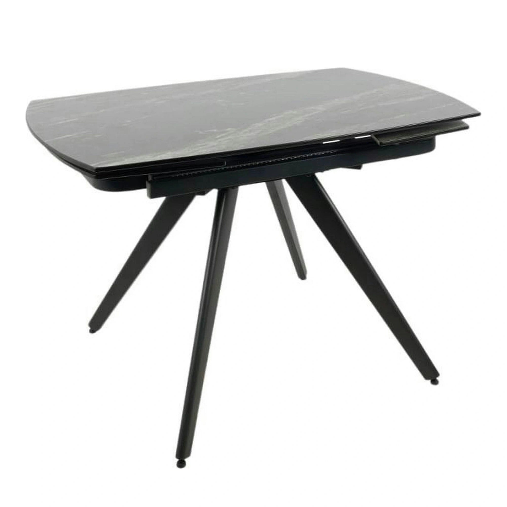 Masa extensibila VIGO, negru cu efect de marmura, ceramica/metal, 120/180x80x77 cm
