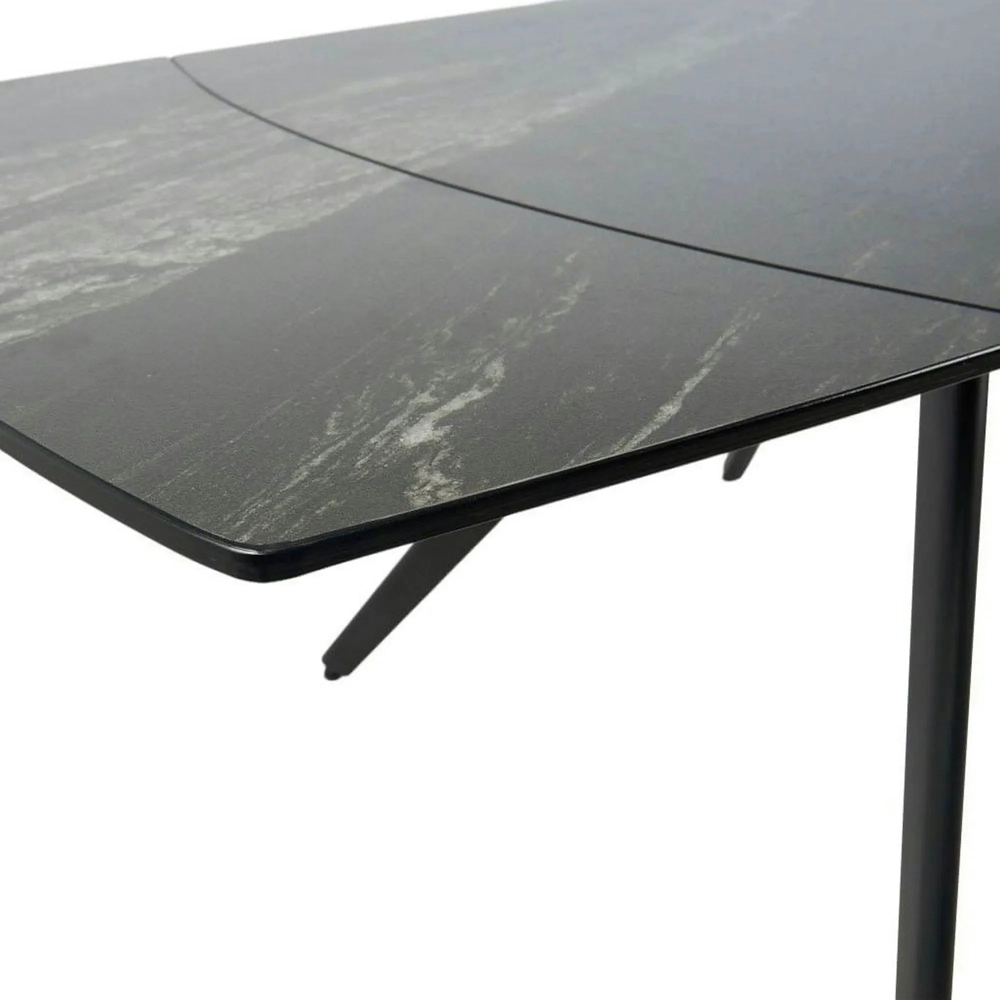 Masa extensibila VIGO, negru cu efect de marmura, ceramica/metal, 120/180x80x77 cm