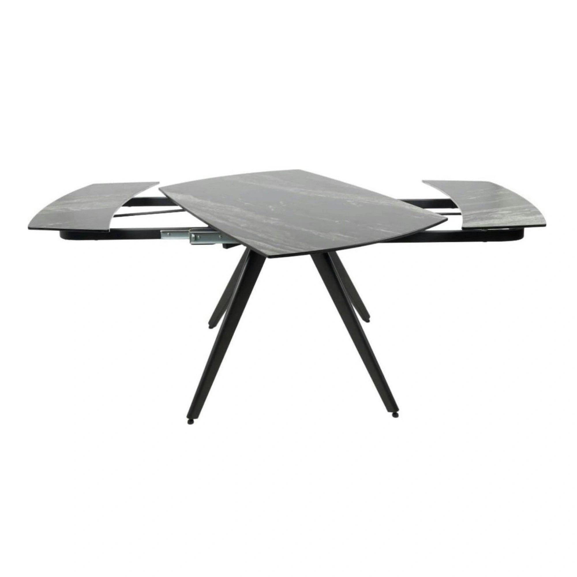 Masa extensibila VIGO, negru cu efect de marmura, ceramica/metal, 120/180x80x77 cm