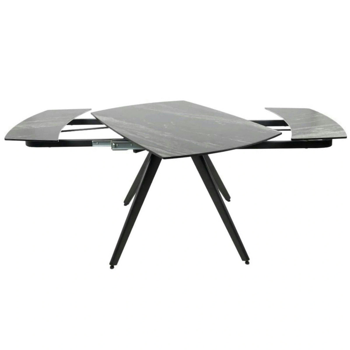 Masa extensibila VIGO, negru cu efect de marmura, ceramica/metal, 120/180x80x77 cm