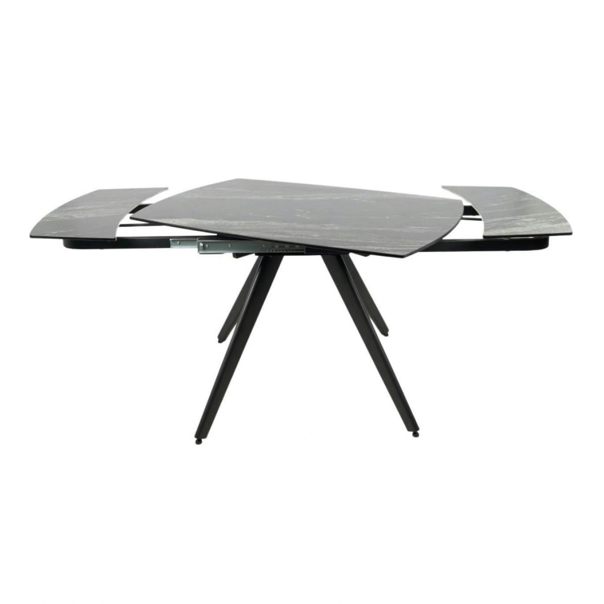 Masa extensibila VIGO, negru cu efect de marmura, ceramica/metal, 120/180x80x77 cm