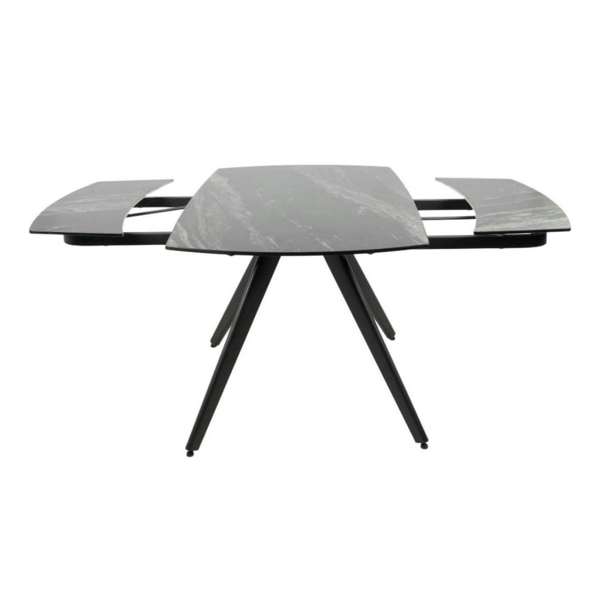 Masa extensibila VIGO, negru cu efect de marmura, ceramica/metal, 120/180x80x77 cm