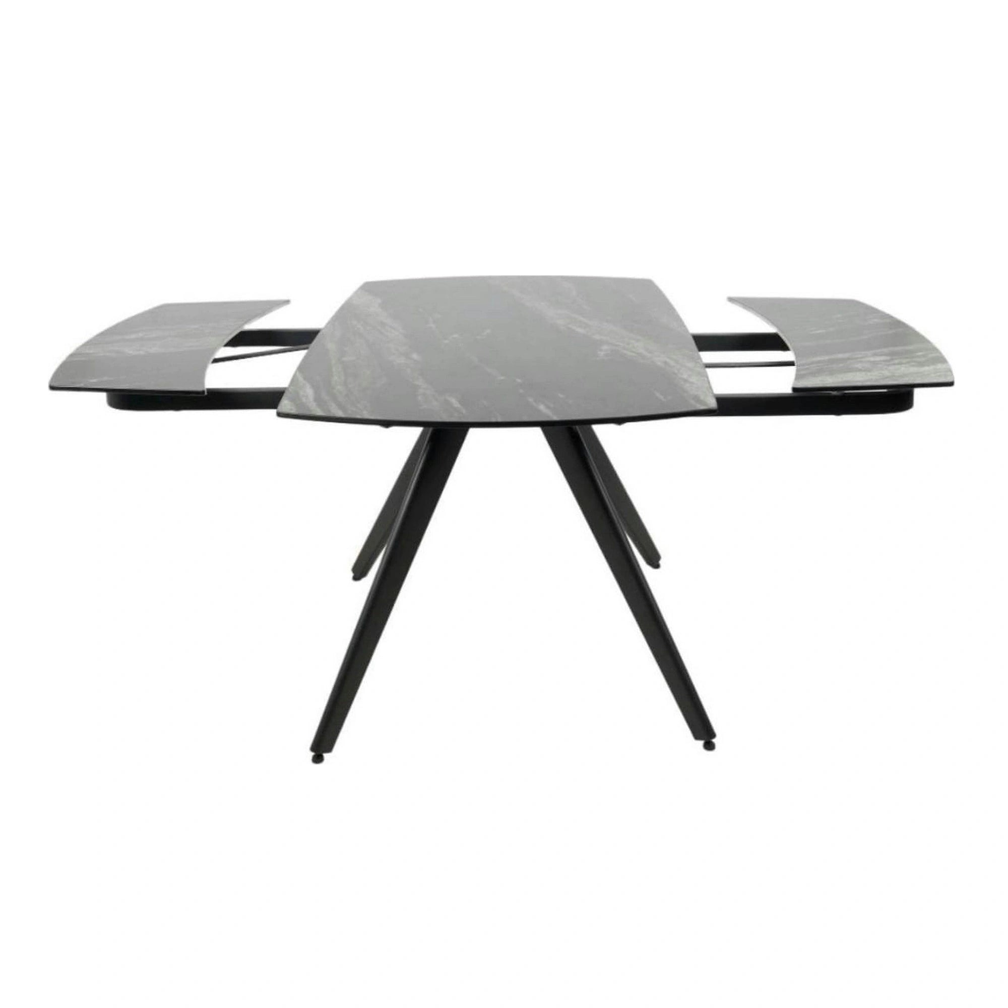 Masa extensibila VIGO, negru cu efect de marmura, ceramica/metal, 120/180x80x77 cm