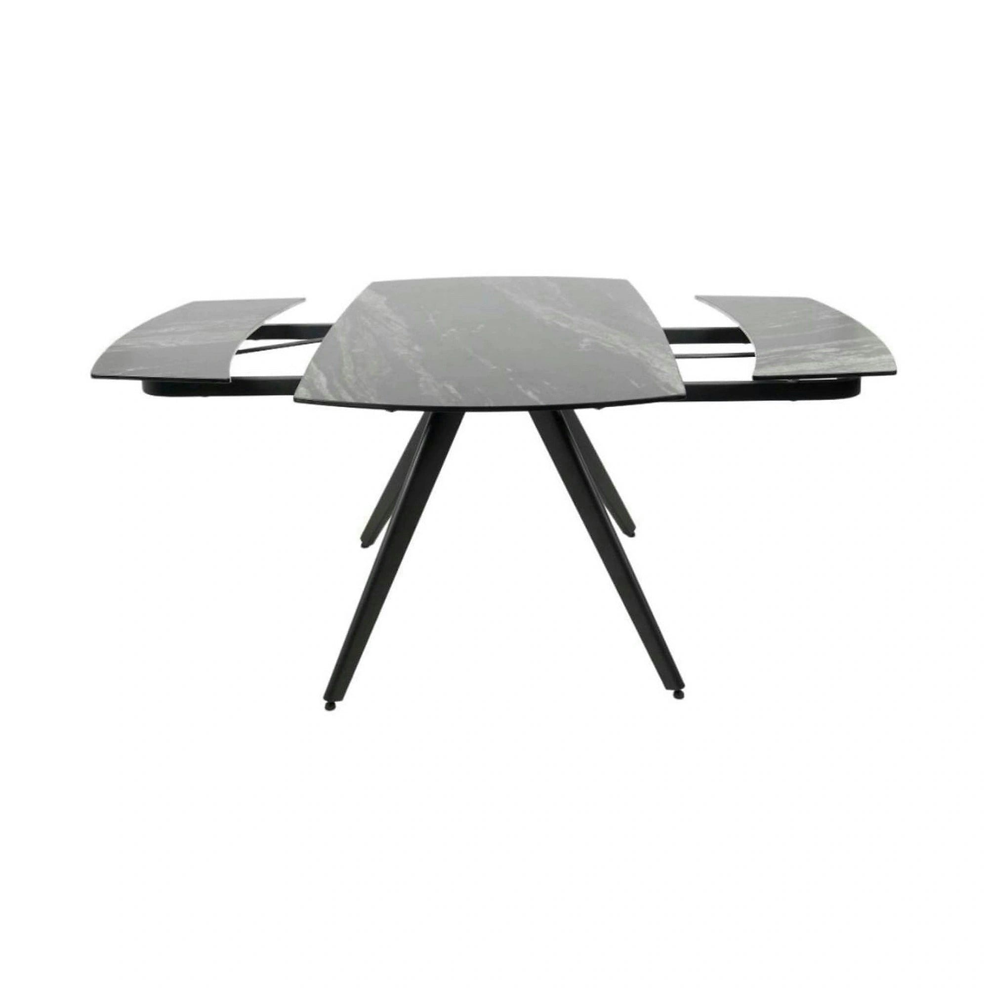 Masa extensibila VIGO, negru cu efect de marmura, ceramica/metal, 120/180x80x77 cm
