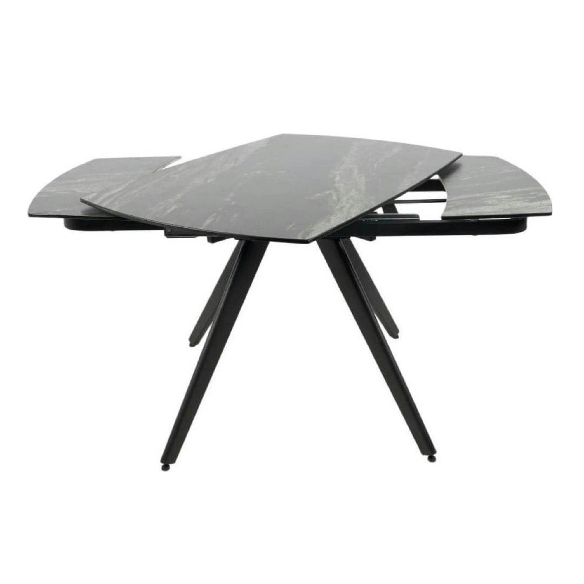 Masa extensibila VIGO, negru cu efect de marmura, ceramica/metal, 120/180x80x77 cm