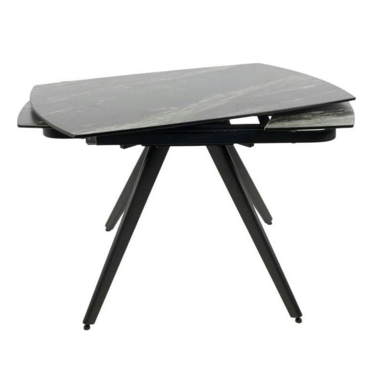 Masa extensibila VIGO, negru cu efect de marmura, ceramica/metal, 120/180x80x77 cm