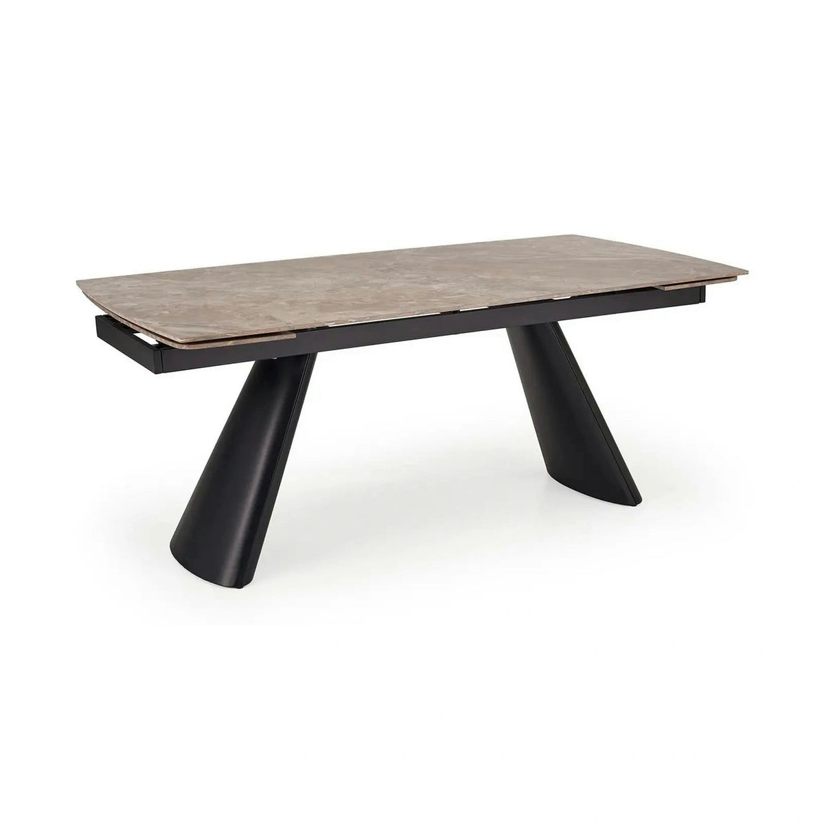 Masa extensibila VINCE, maro/negru, piatra sinterizata/metal, 180/238x90x85 cm