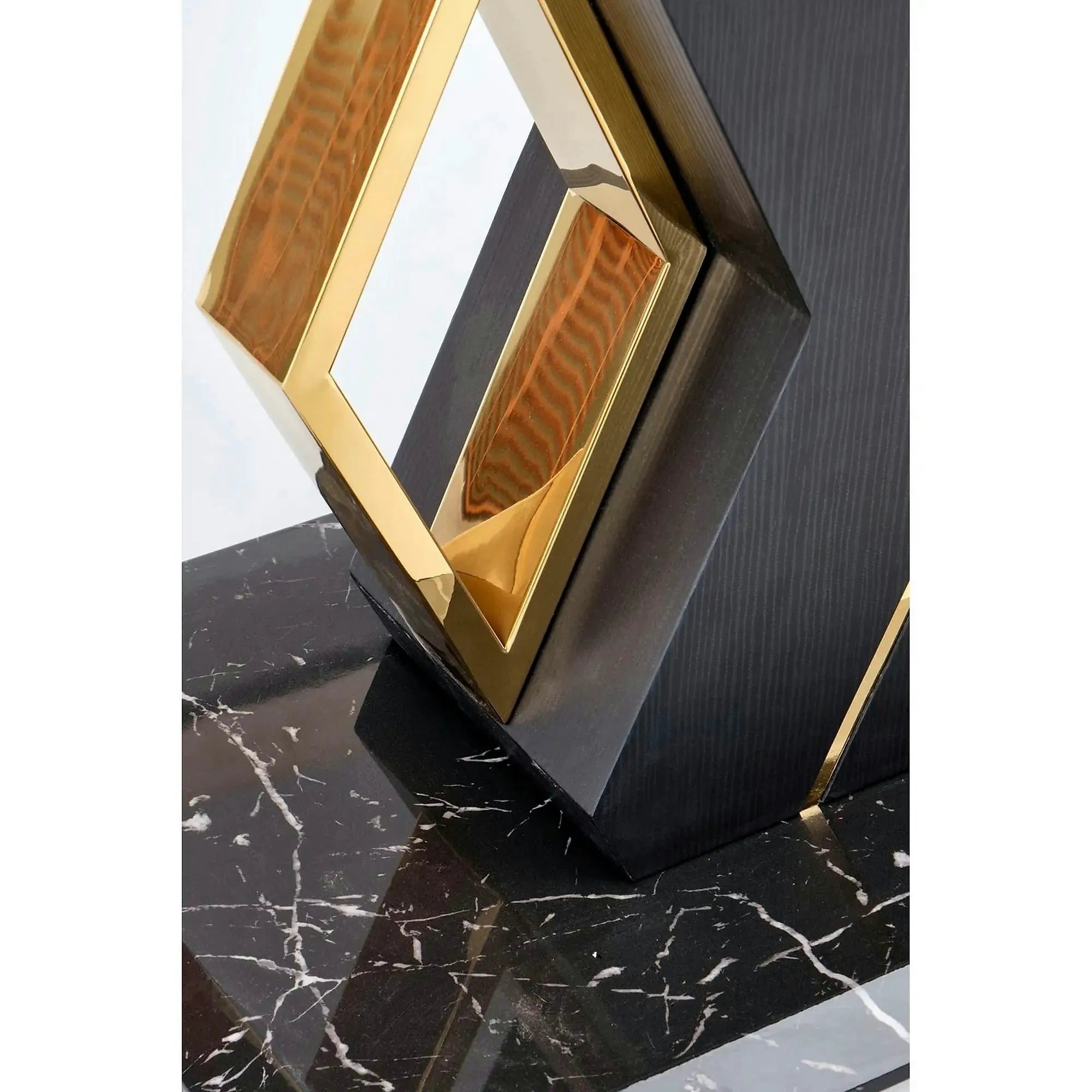 Masa extensibila VINCENZO, alb/negru/auriu, 160/200x90x77 cm