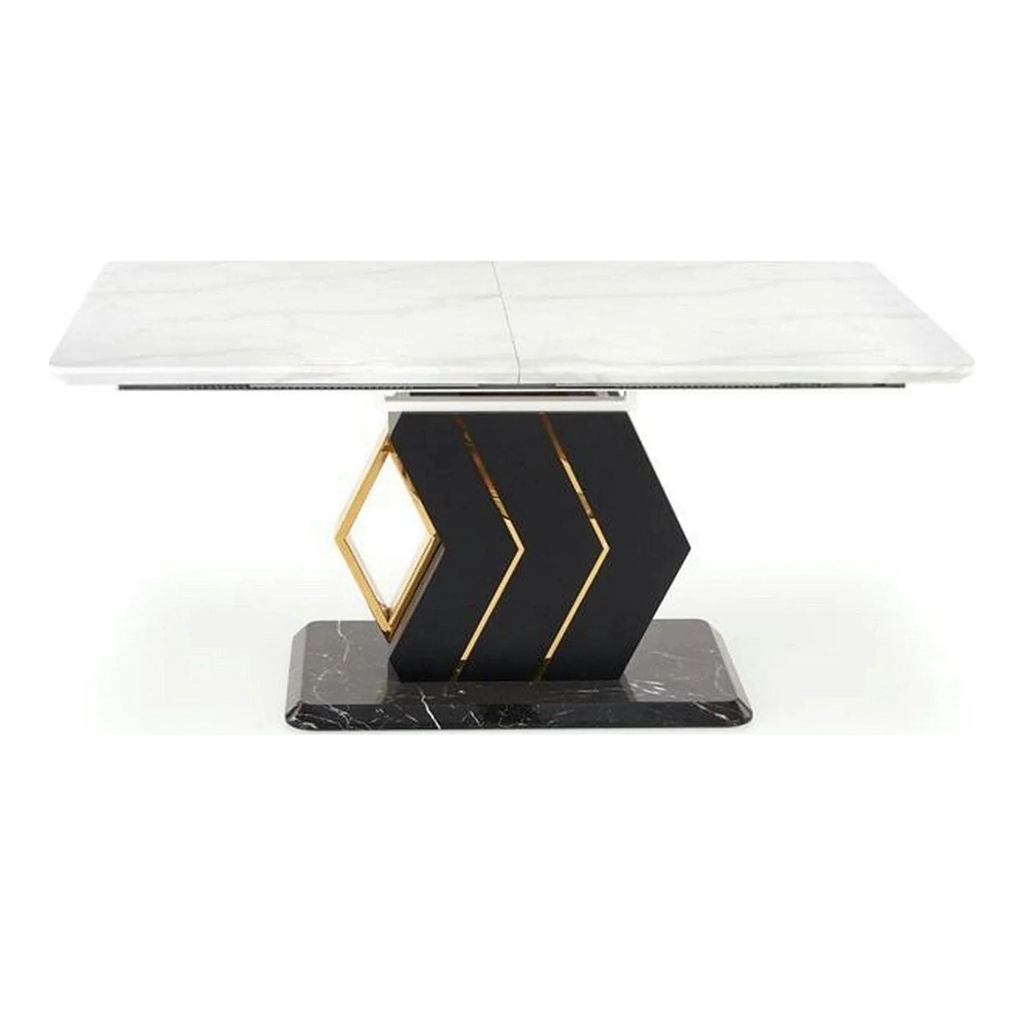 Masa extensibila VINCENZO, alb/negru/auriu, 160/200x90x77 cm
