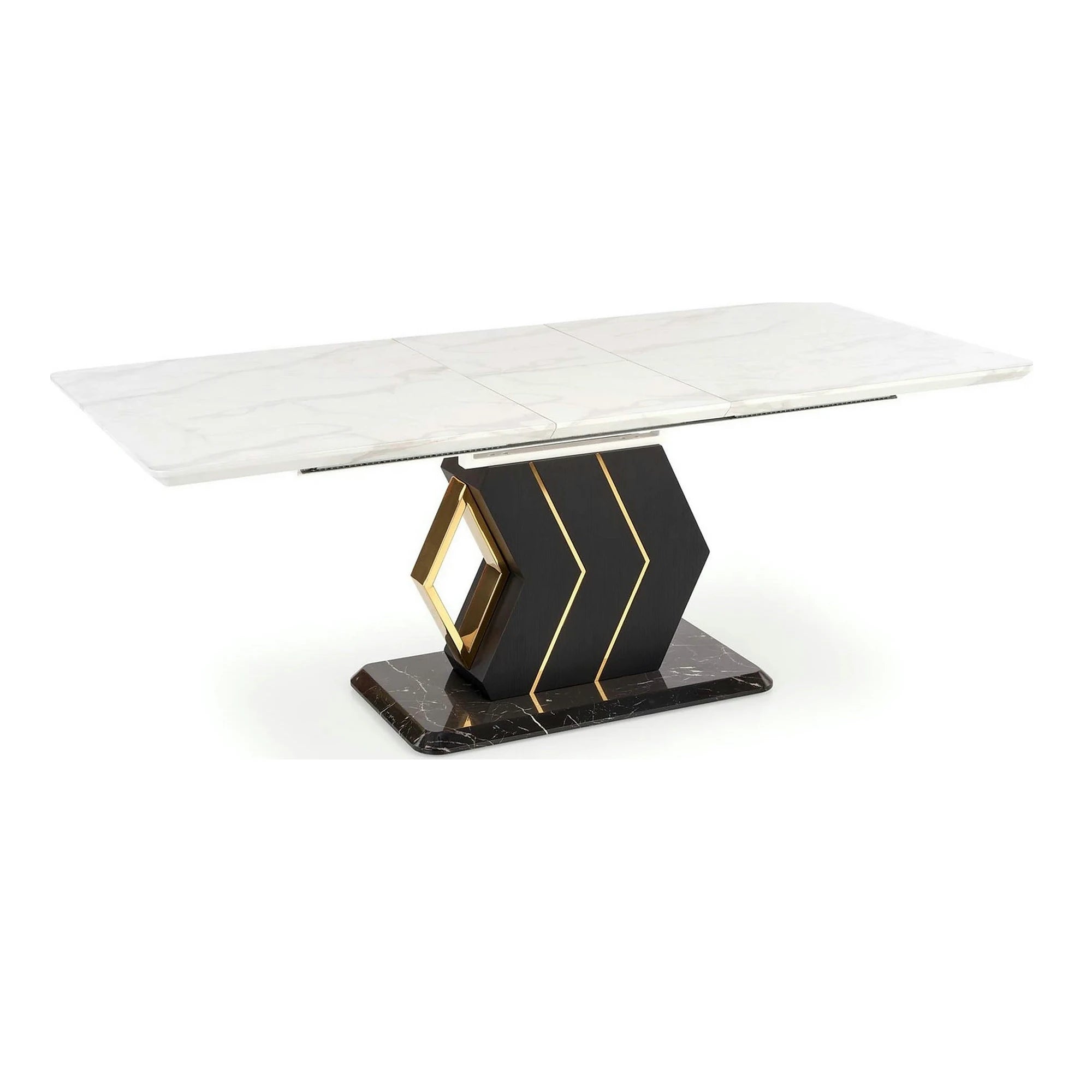 Masa extensibila VINCENZO, alb/negru/auriu, 160/200x90x77 cm
