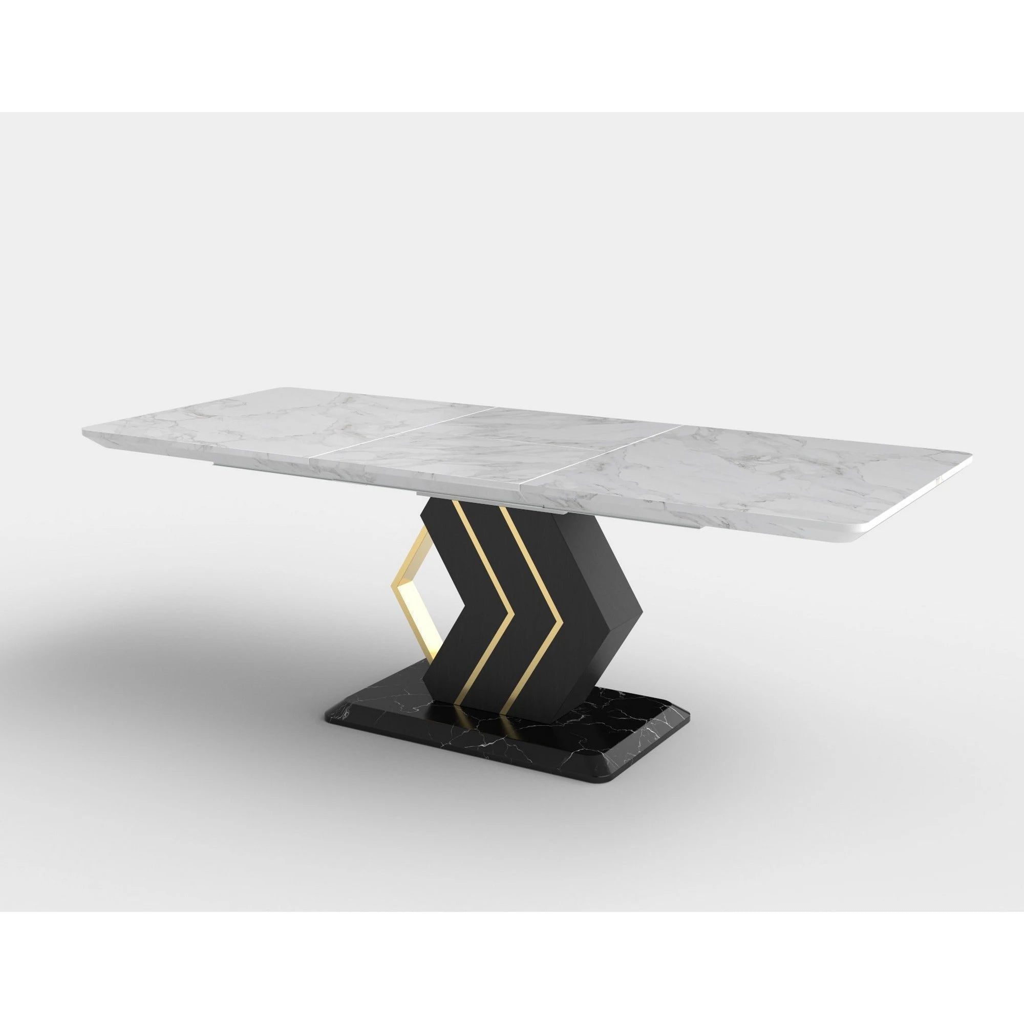 Masa extensibila VINCENZO, alb/negru/auriu, 160/200x90x77 cm