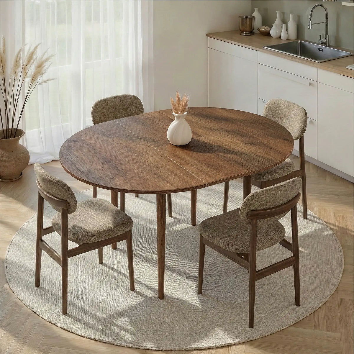 Masă extensibilă VIONA, nuc baroc, PAL melaminat/lemn, 100/131x100x75 cm