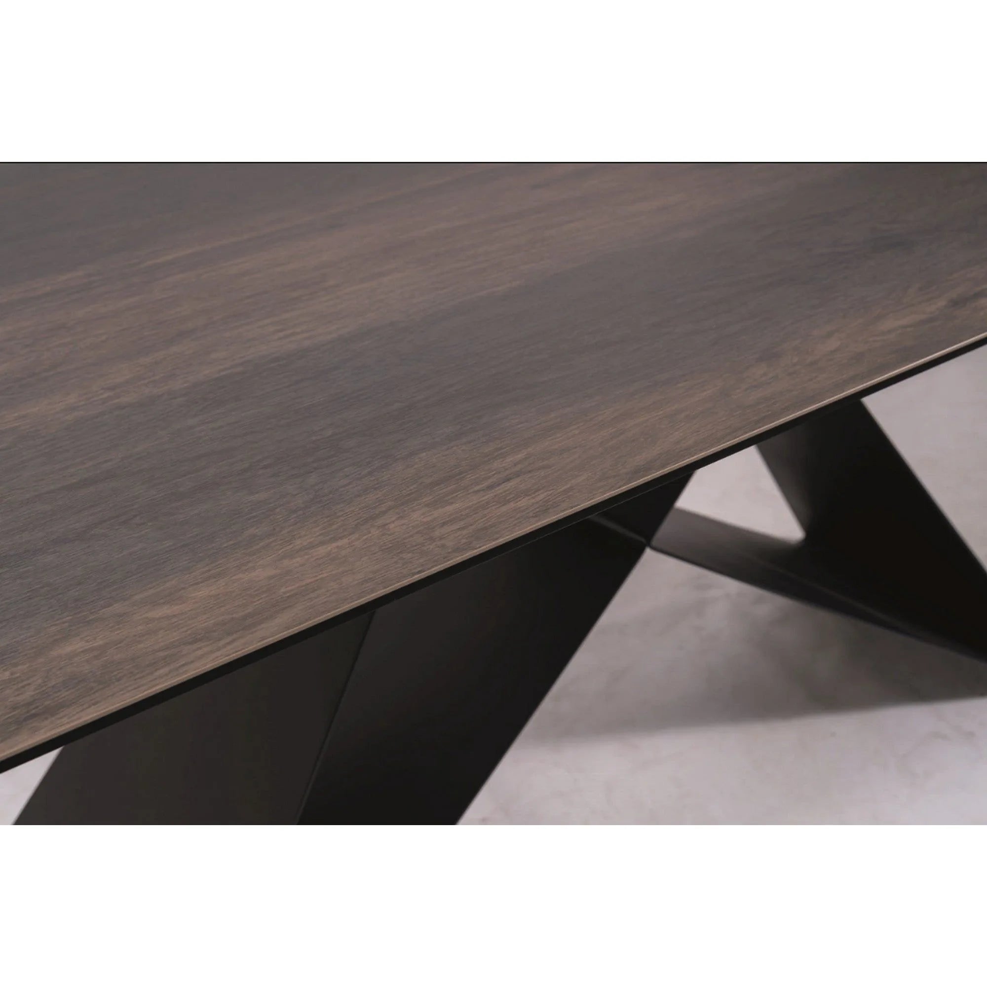 Masa extensibila WESTIN CERAMIC, maro/negru mat, sticla securizata/metal, 160-240x90x77 cm