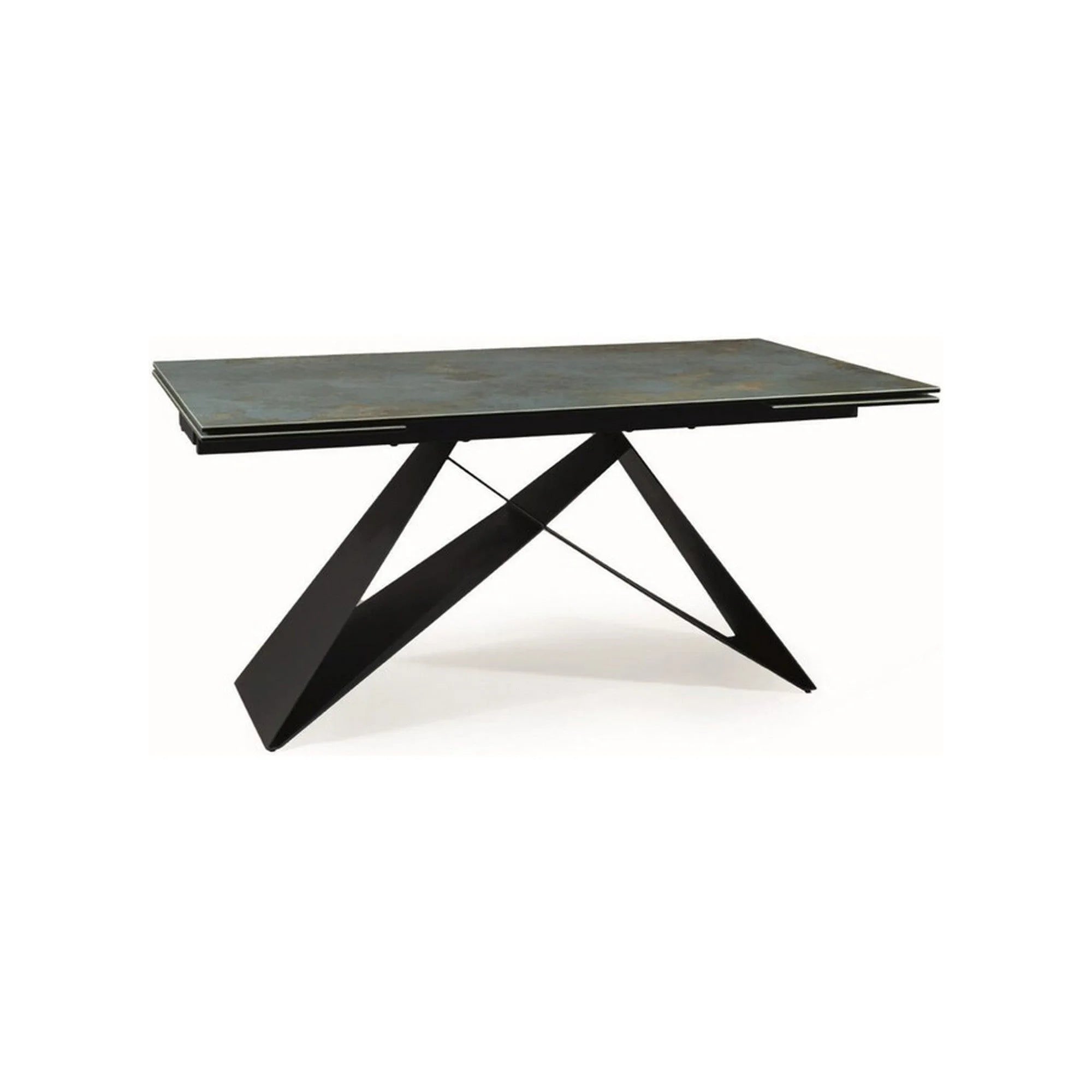 Masa extensibila WESTIN CERAMIC, sticla securizata/ceramica, turcoaz/negru mat, 160-240x90x77 cm