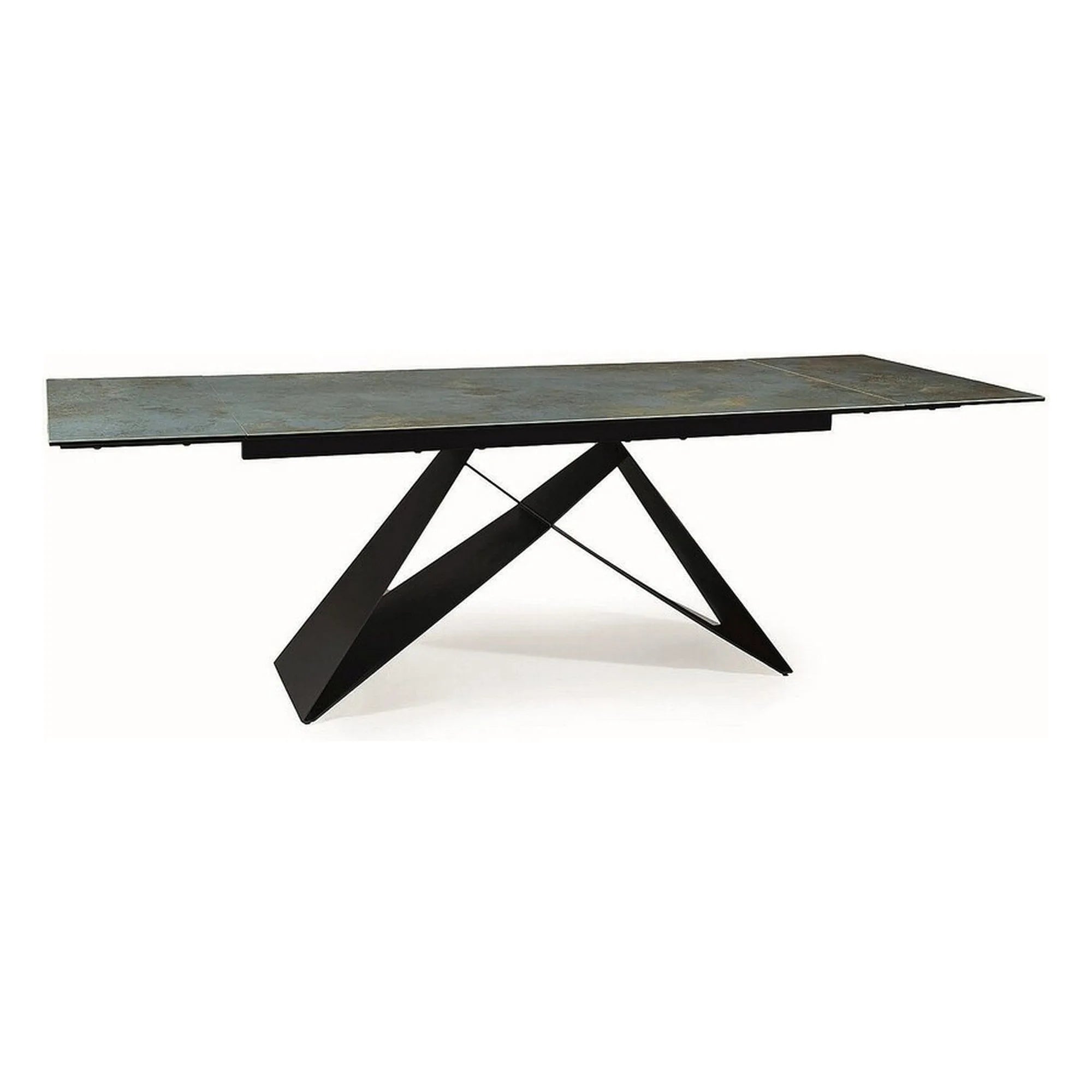 Masa extensibila WESTIN CERAMIC, sticla securizata/ceramica, turcoaz/negru mat, 160-240x90x77 cm