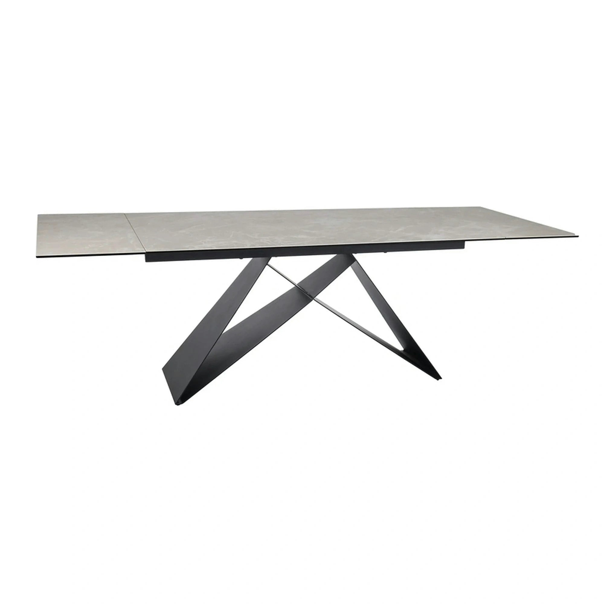 Masa extensibila WESTIN, crem/negru, sticla/metal, 160-240x90x77 cm