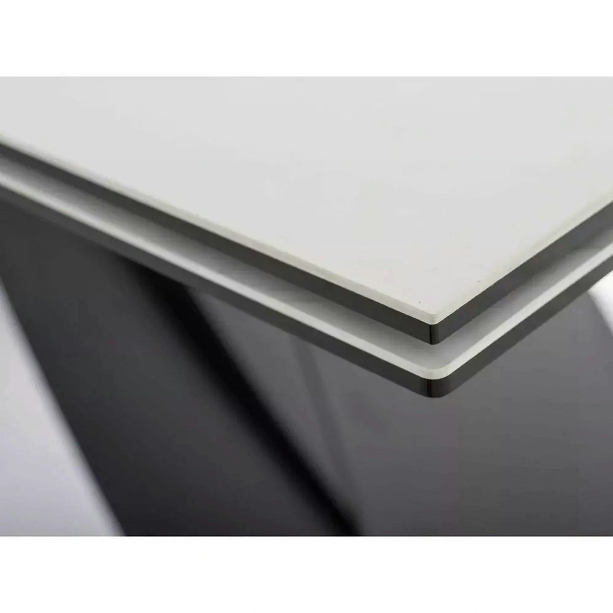 Masa extensibila WESTIN, crem/negru, sticla/metal, 160-240x90x77 cm