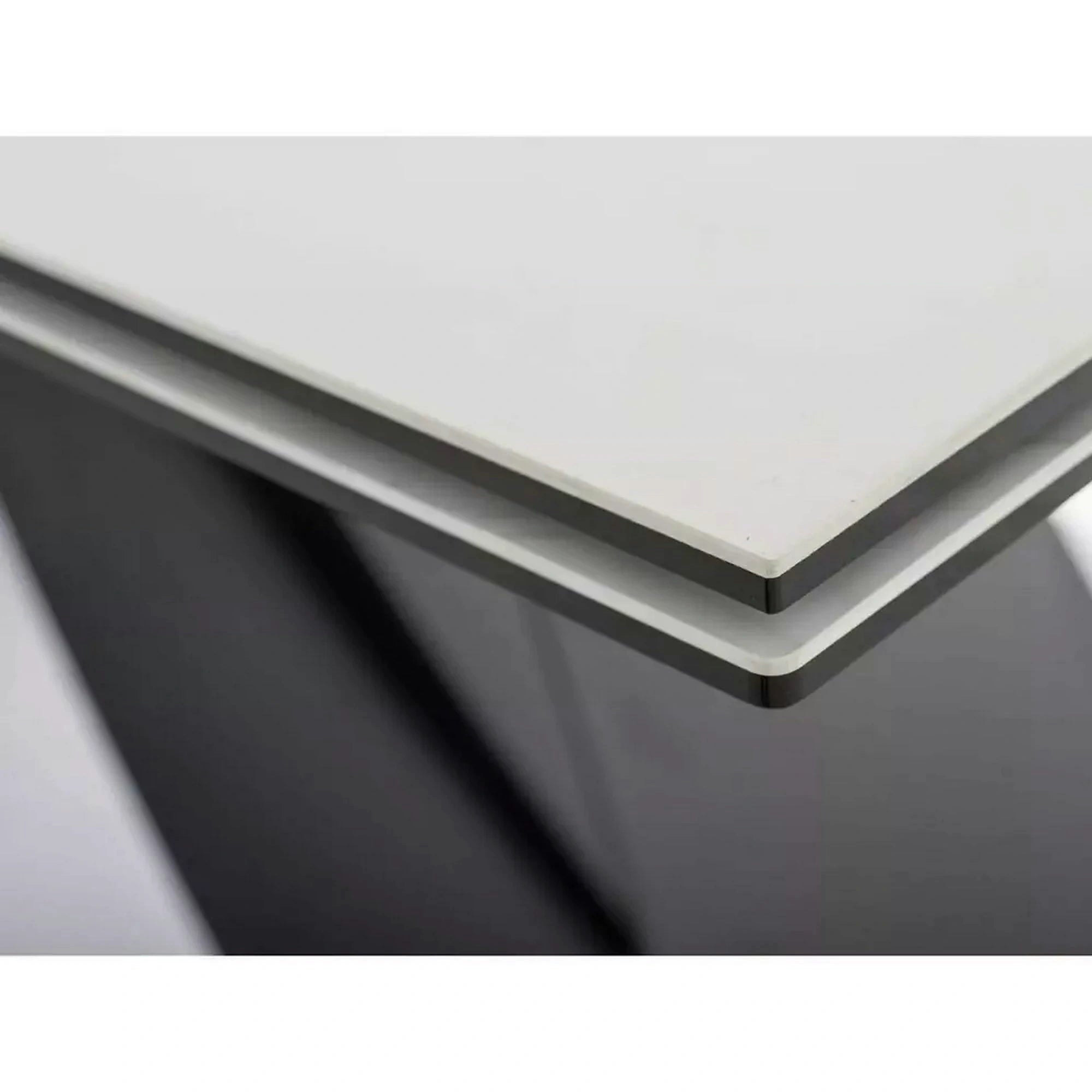 Masa extensibila WESTIN, crem/negru, sticla/metal, 160-240x90x77 cm