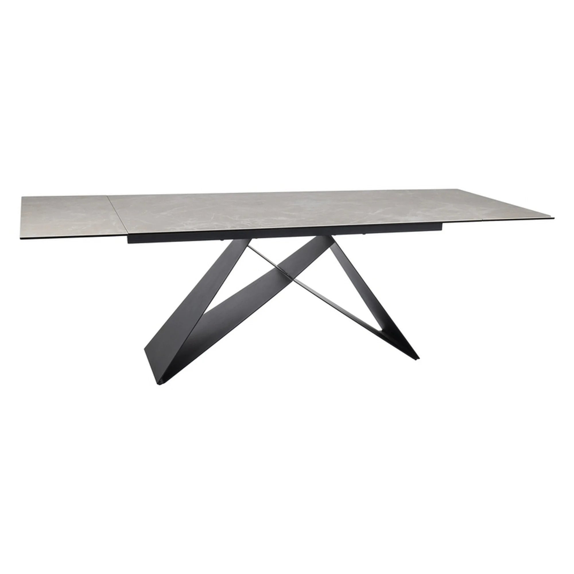 Masa extensibila WESTIN, crem/negru, sticla/metal, 160-240x90x77 cm