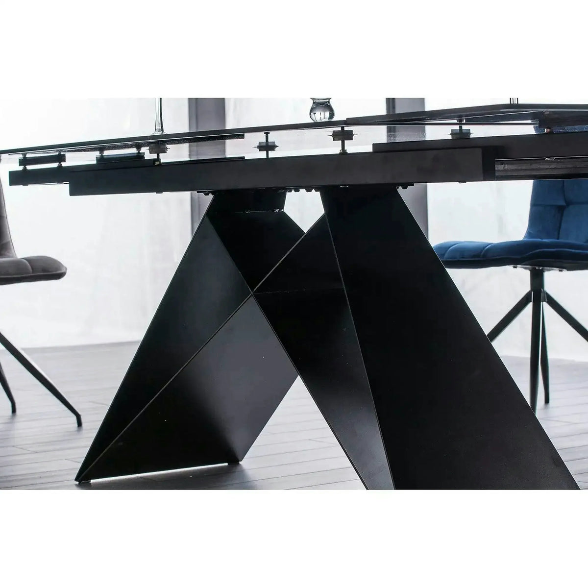 Masa extensibila WESTIN I, negru, sticla securizata/metal, 160/240x90x76 cm