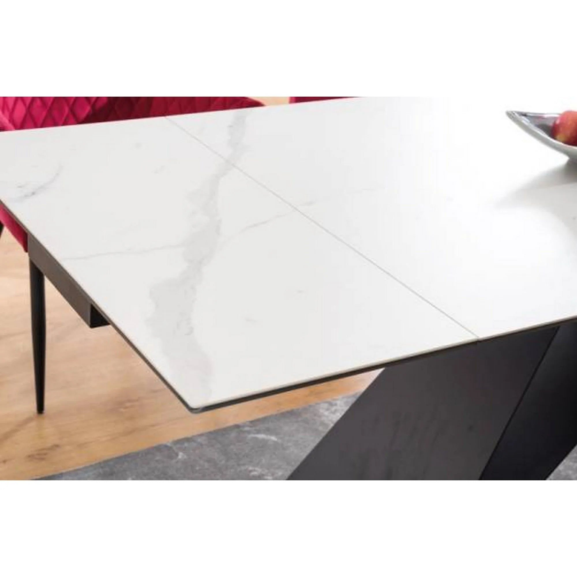 Masa extensibila WESTIN III, alb/negru, sticla/metal, 180-260x90x77 cm