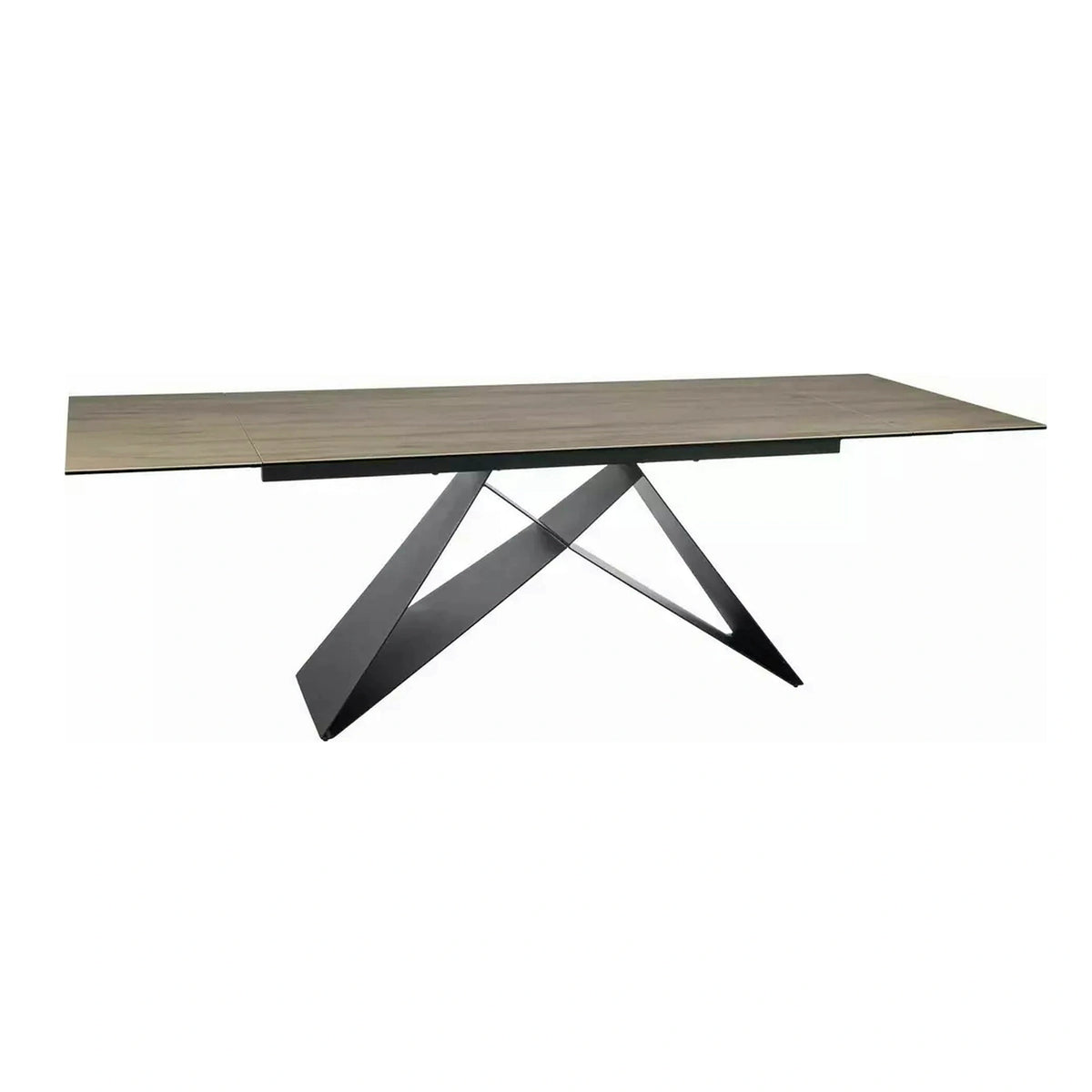 Masa extensibila WESTIN, maro deschis/negru, sticla/ceramica/metal, 160/240x90x77 cm