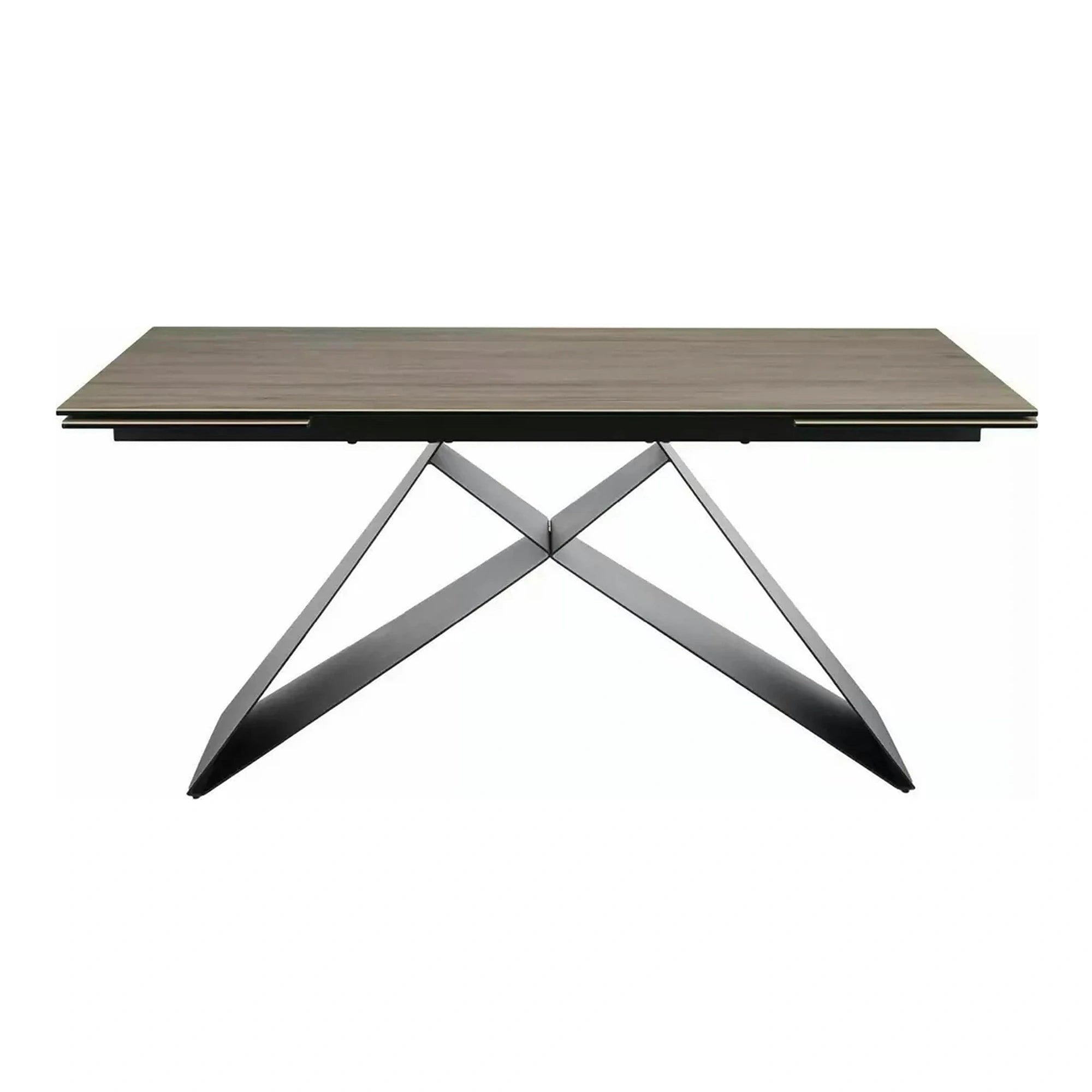 Masa extensibila WESTIN, maro deschis/negru, sticla/ceramica/metal, 160/240x90x77 cm