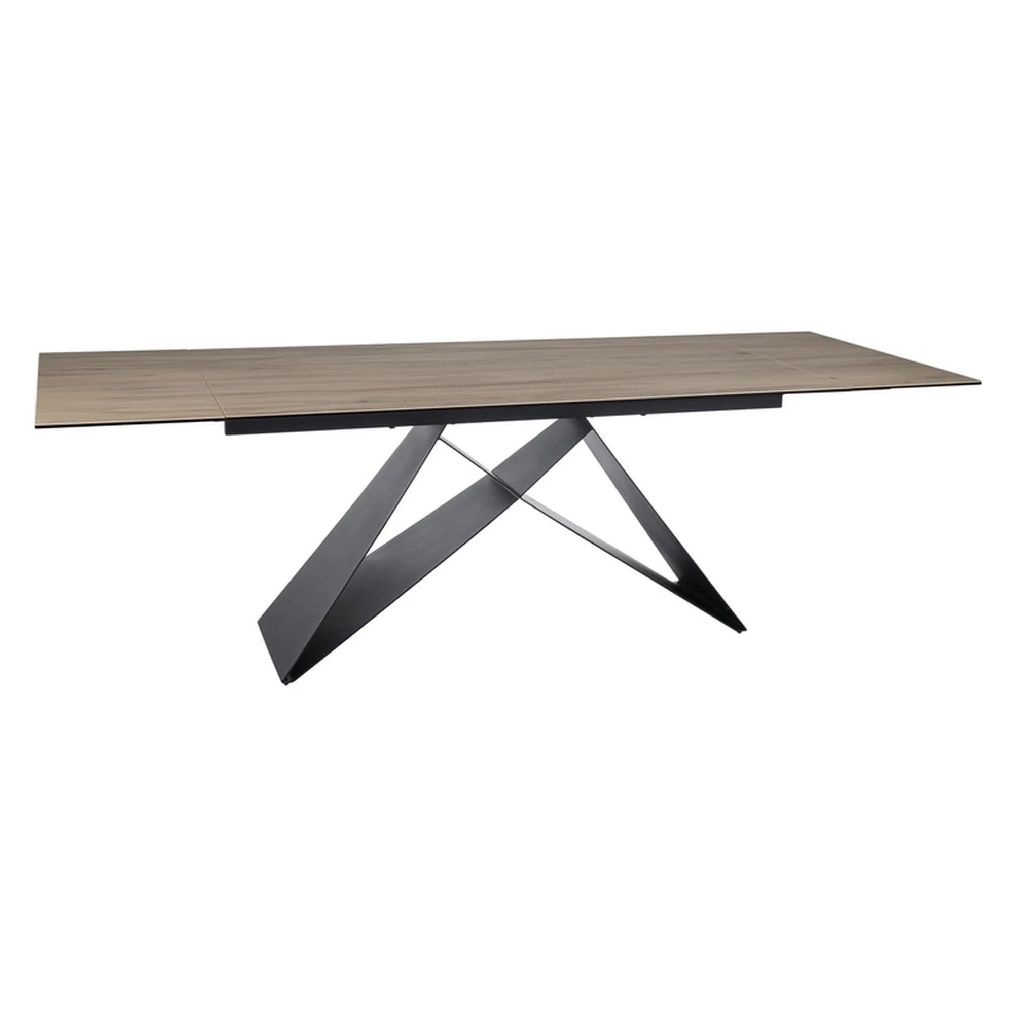 Masa extensibila WESTIN, maro deschis/negru, sticla/ceramica/metal, 160/240x90x77 cm