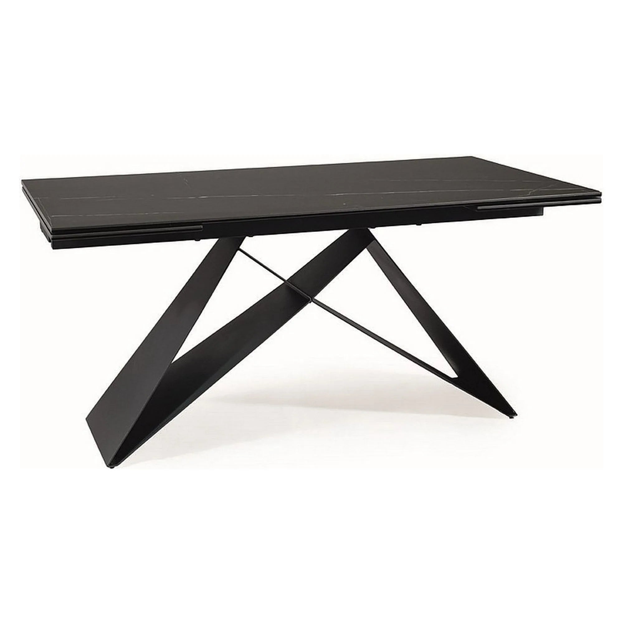 Masa extensibila WESTIN, negru, sticla/metal, 160-240x90x77 cm