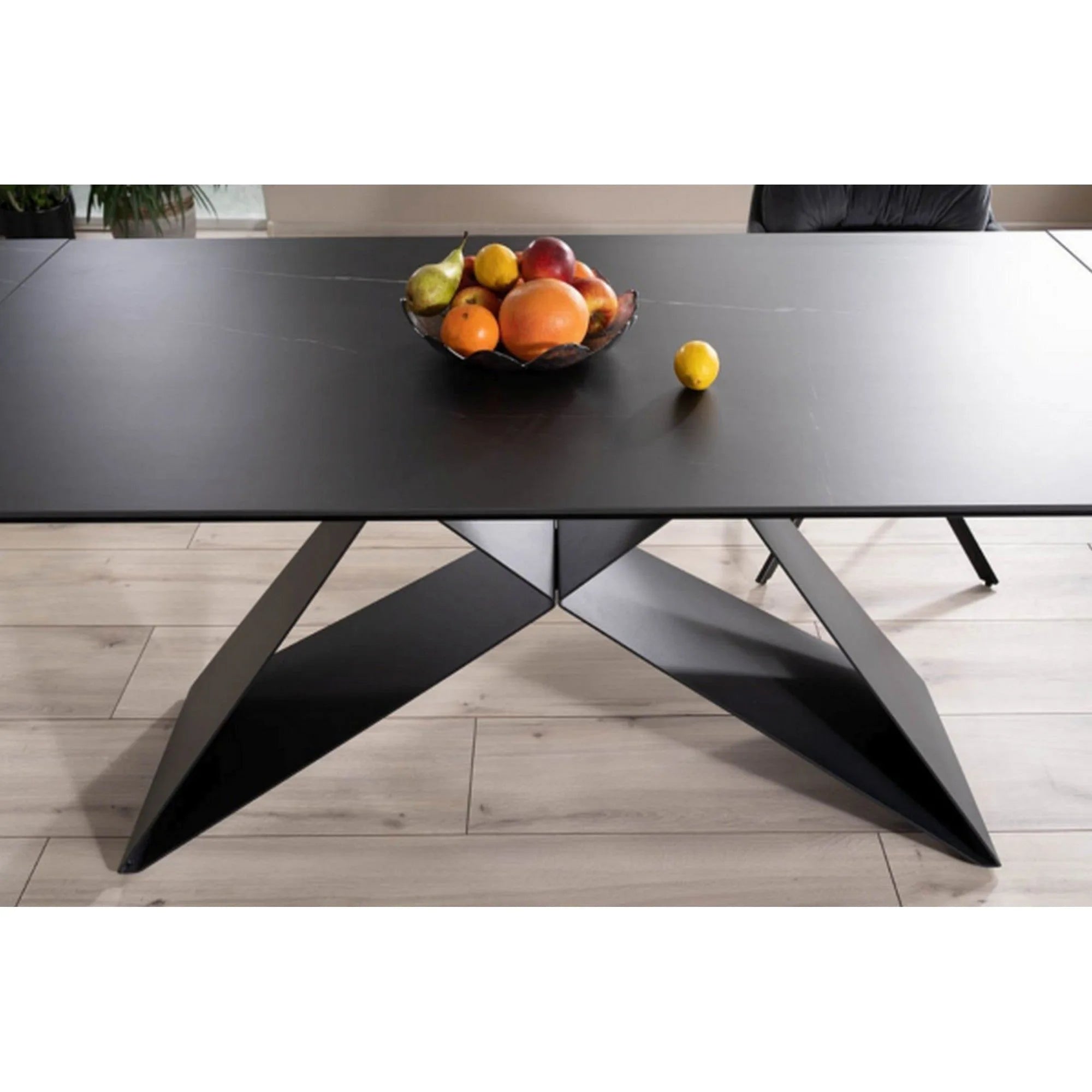 Masa extensibila WESTIN, negru, sticla/metal, 160-240x90x77 cm