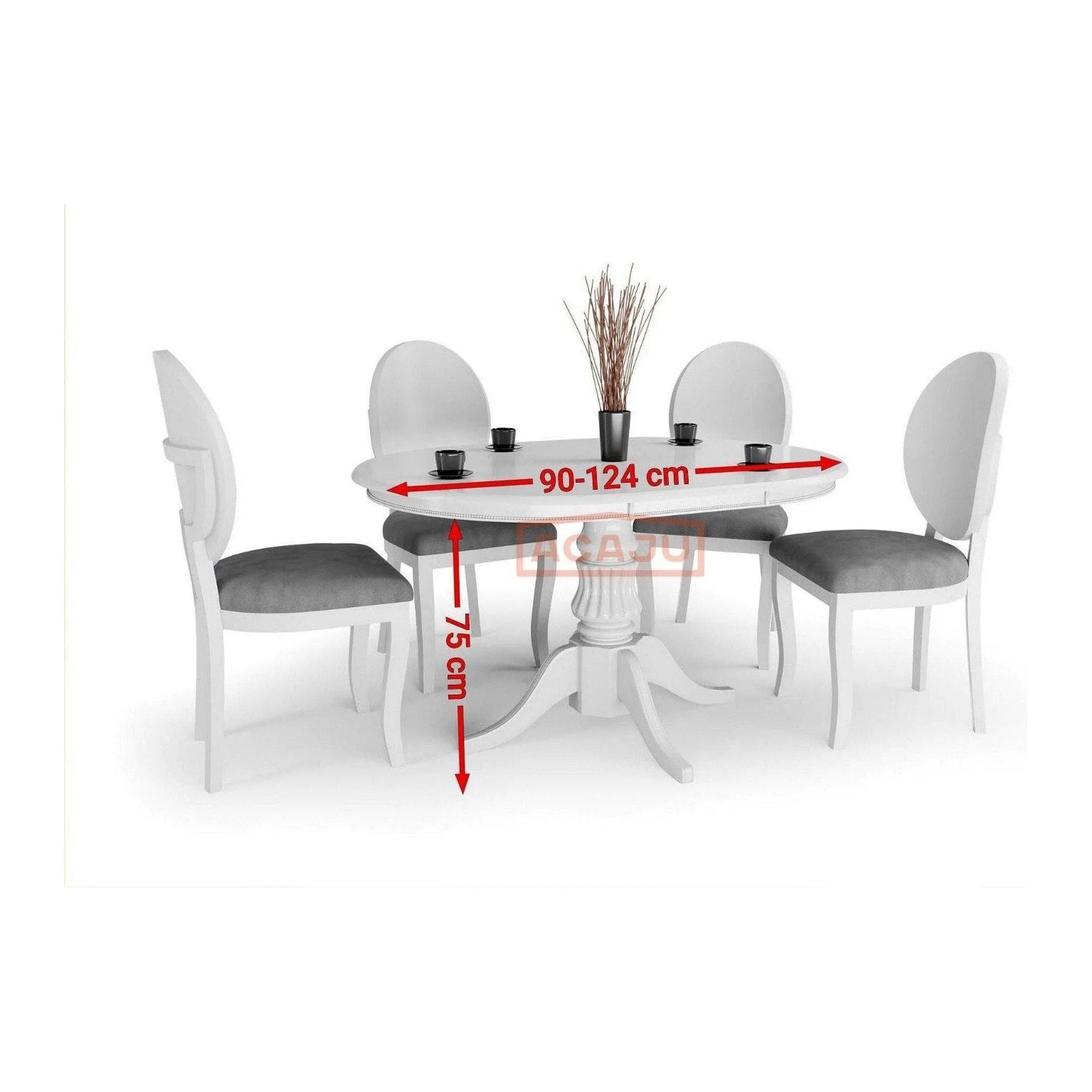 Masa extensibila WILLIAM, alb, 90/124x90x75 cm