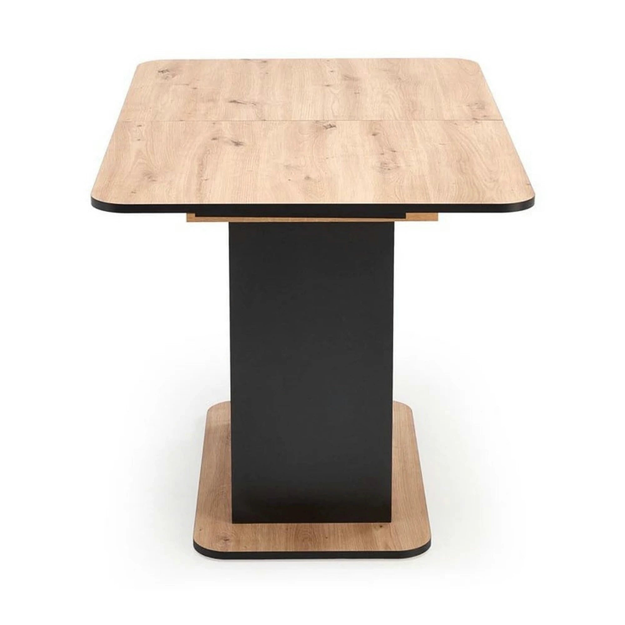 Masa extensibila WILSON, stejar artisan/negru, PAL laminat, 120/158x77x77 cm