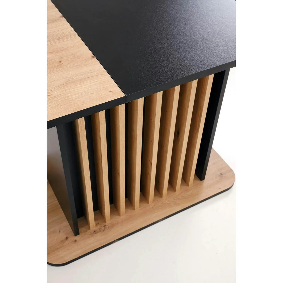 Masa extensibila WILSON, stejar artisan/negru, PAL laminat, 120/158x77x77 cm