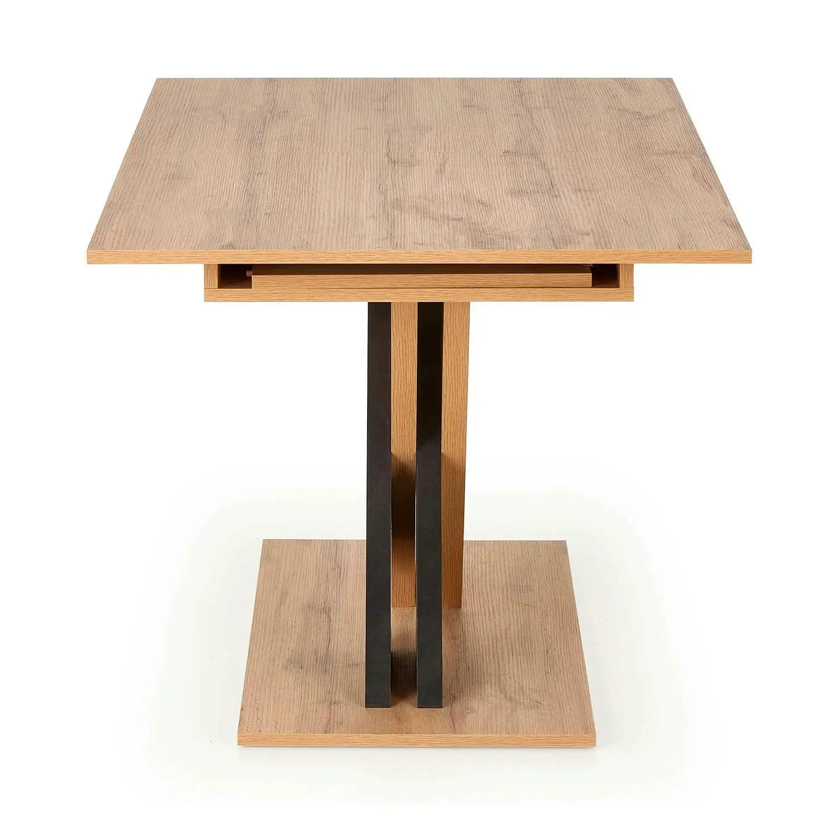 Masa extensibila XARELTO, stejar/negru, PAL furniruit, 130/175x85x76 cm