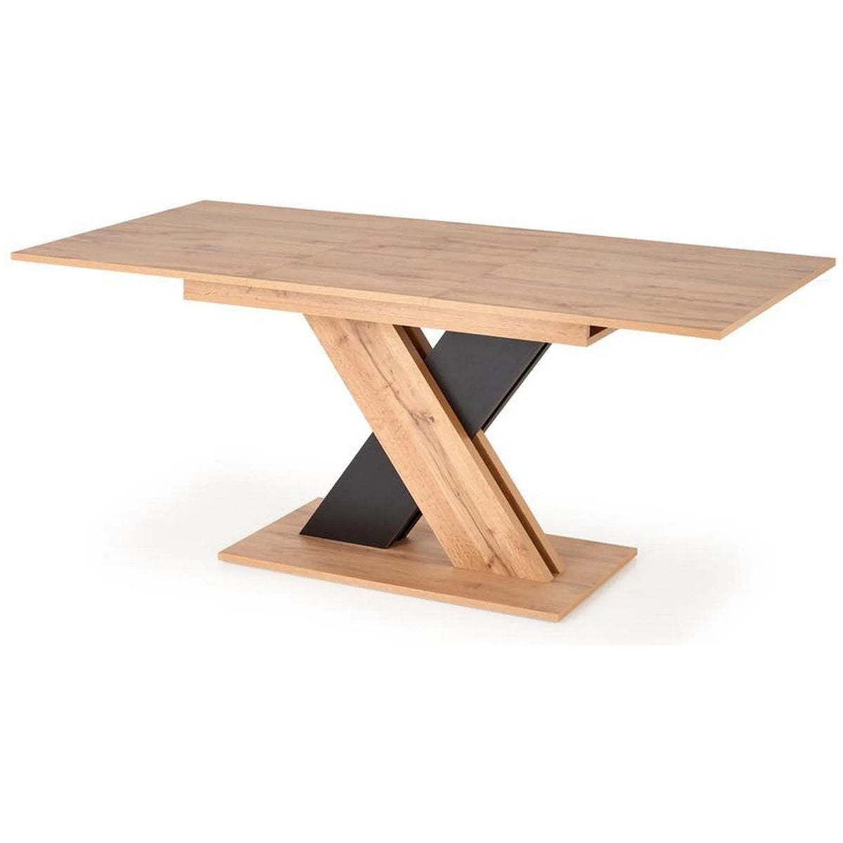 Masa extensibila XARELTO, stejar/negru, PAL furniruit, 130/175x85x76 cm